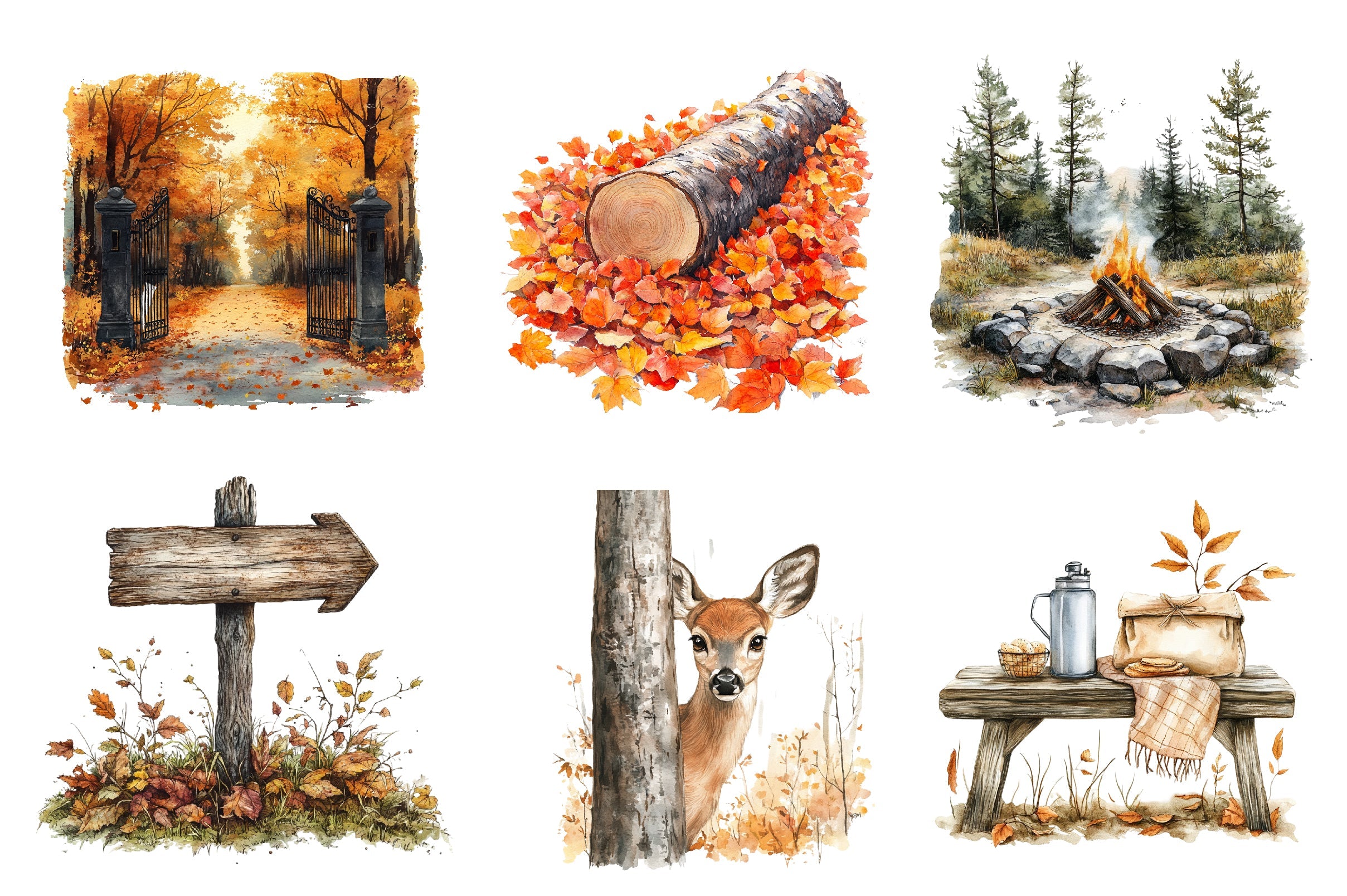Autumn Nature Walk Clipart Bundle