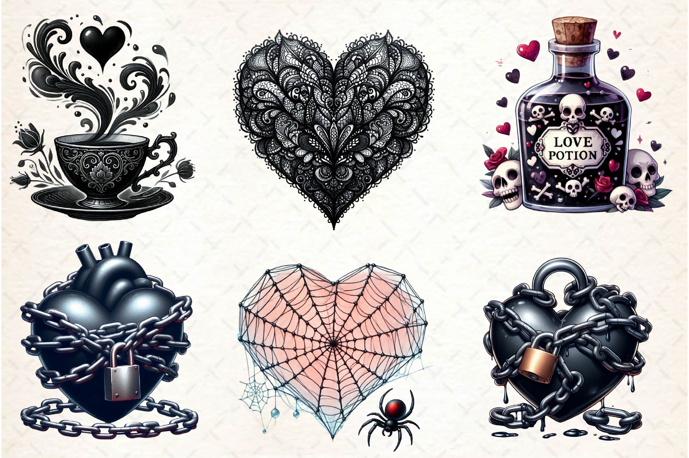 Gothic Valentine Clipart Bundle