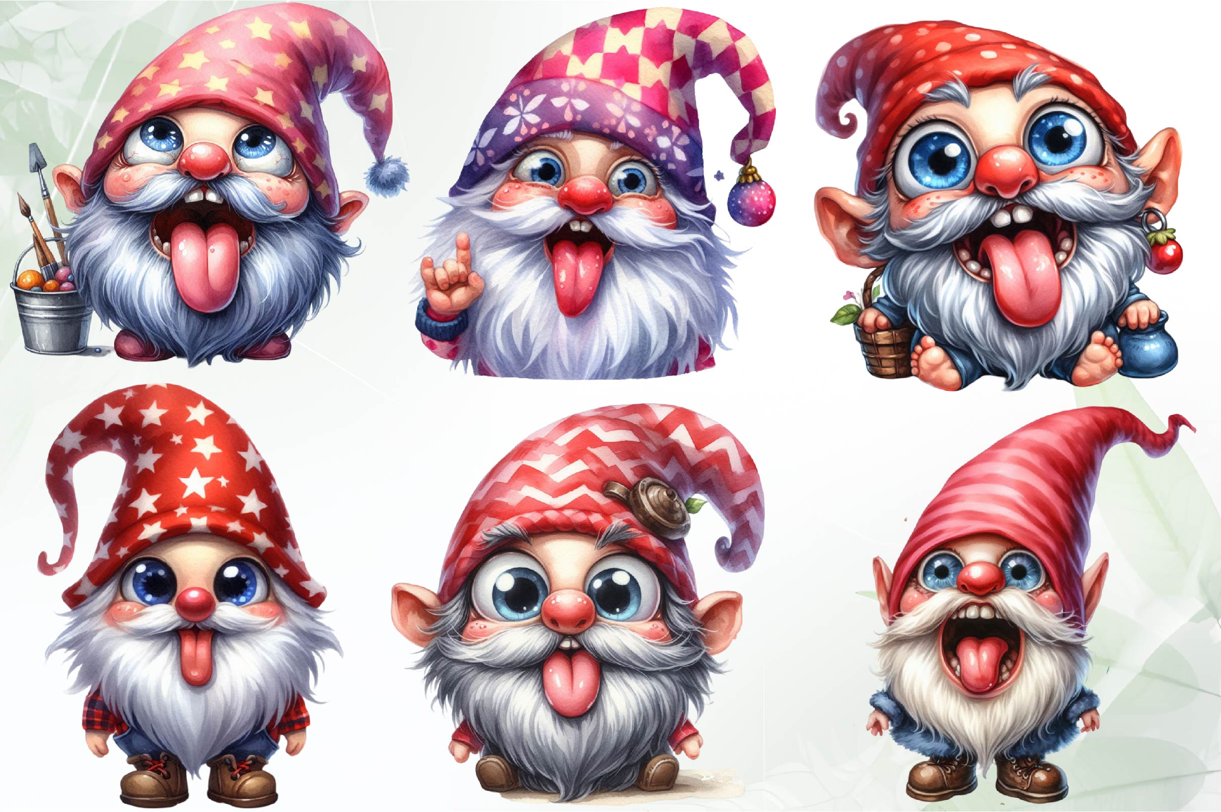 Crazy Funny Gnomes Clipart Bundle