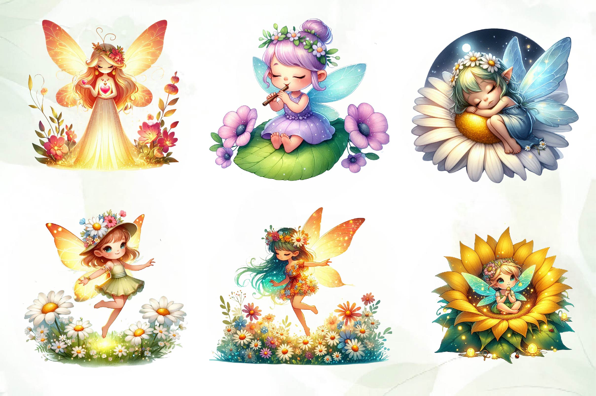 Blossoming Spring Fairy Collection Clipart Bundle
