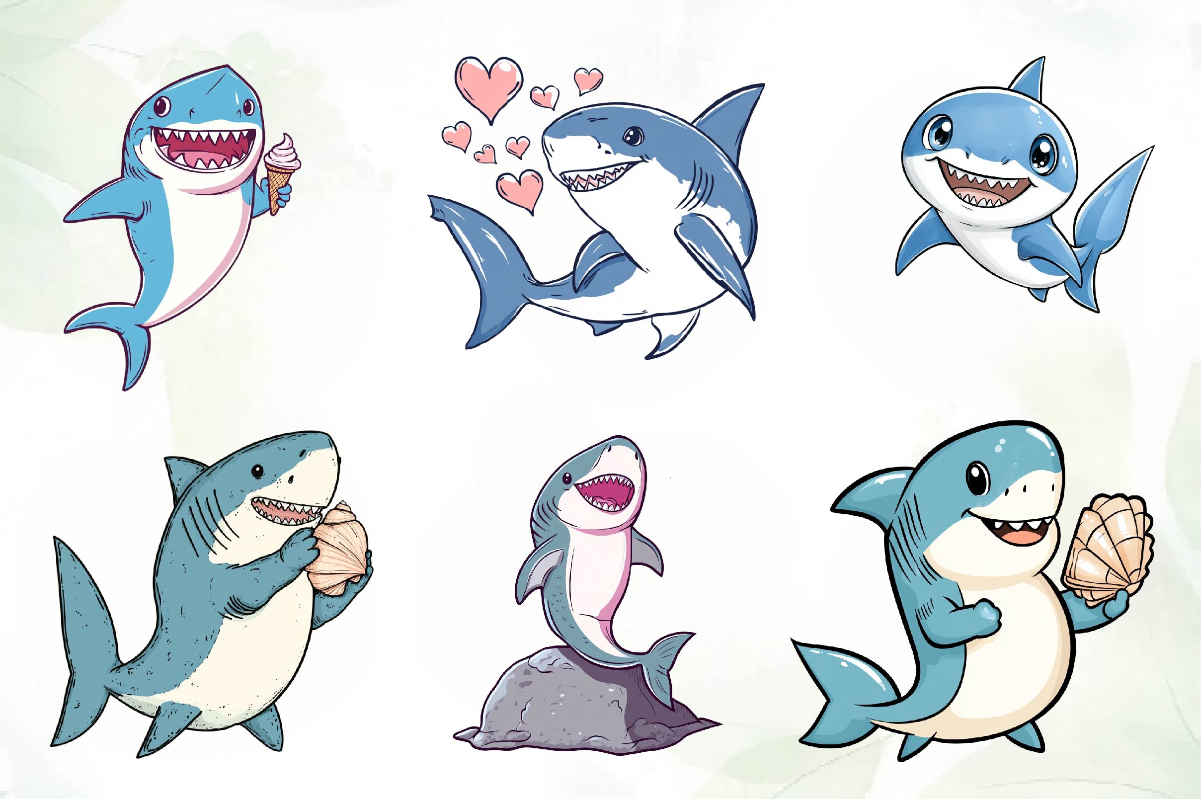 Cute Shark Clipart Bundle