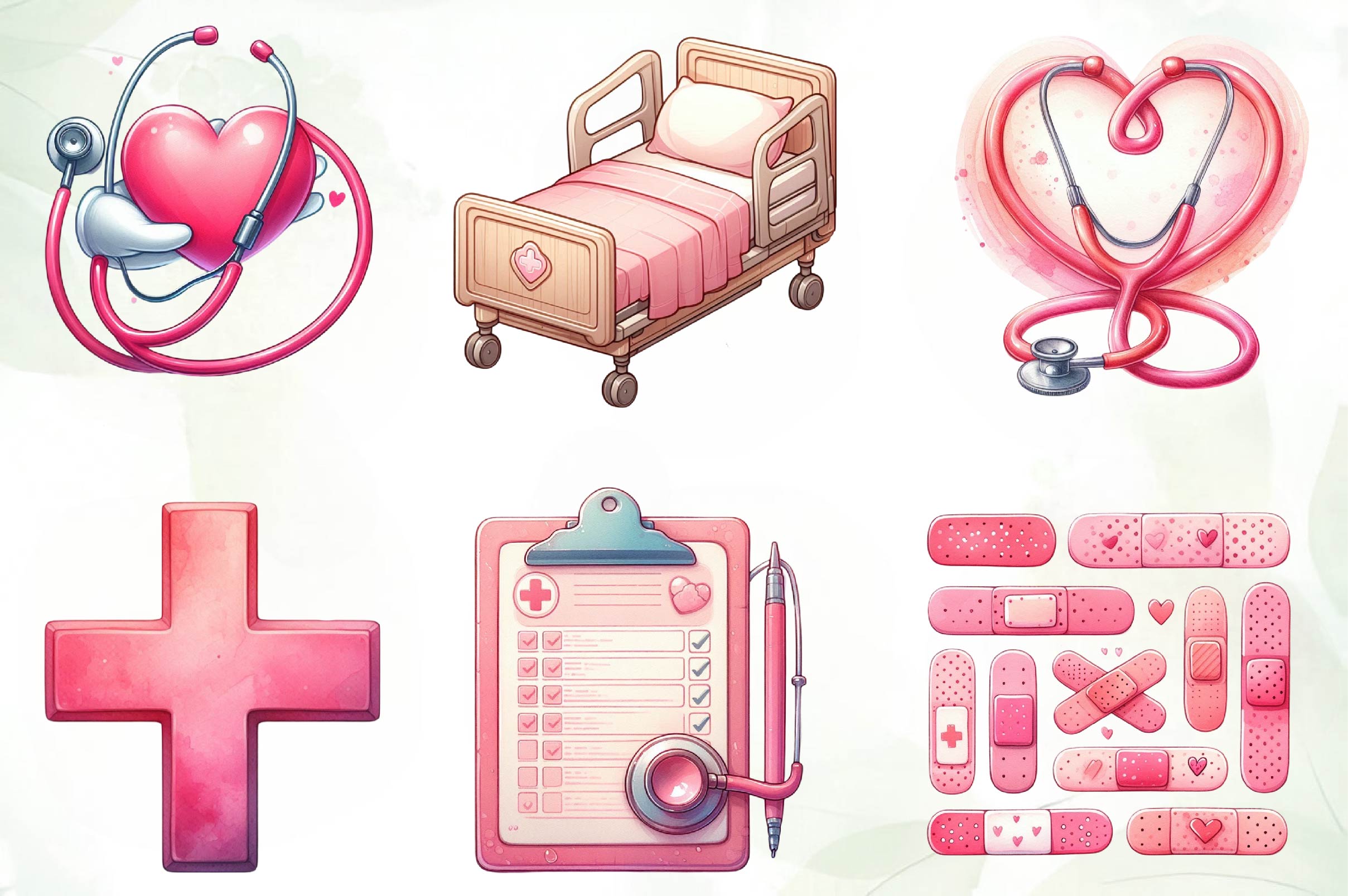 Pink Medical Clipart Bundle