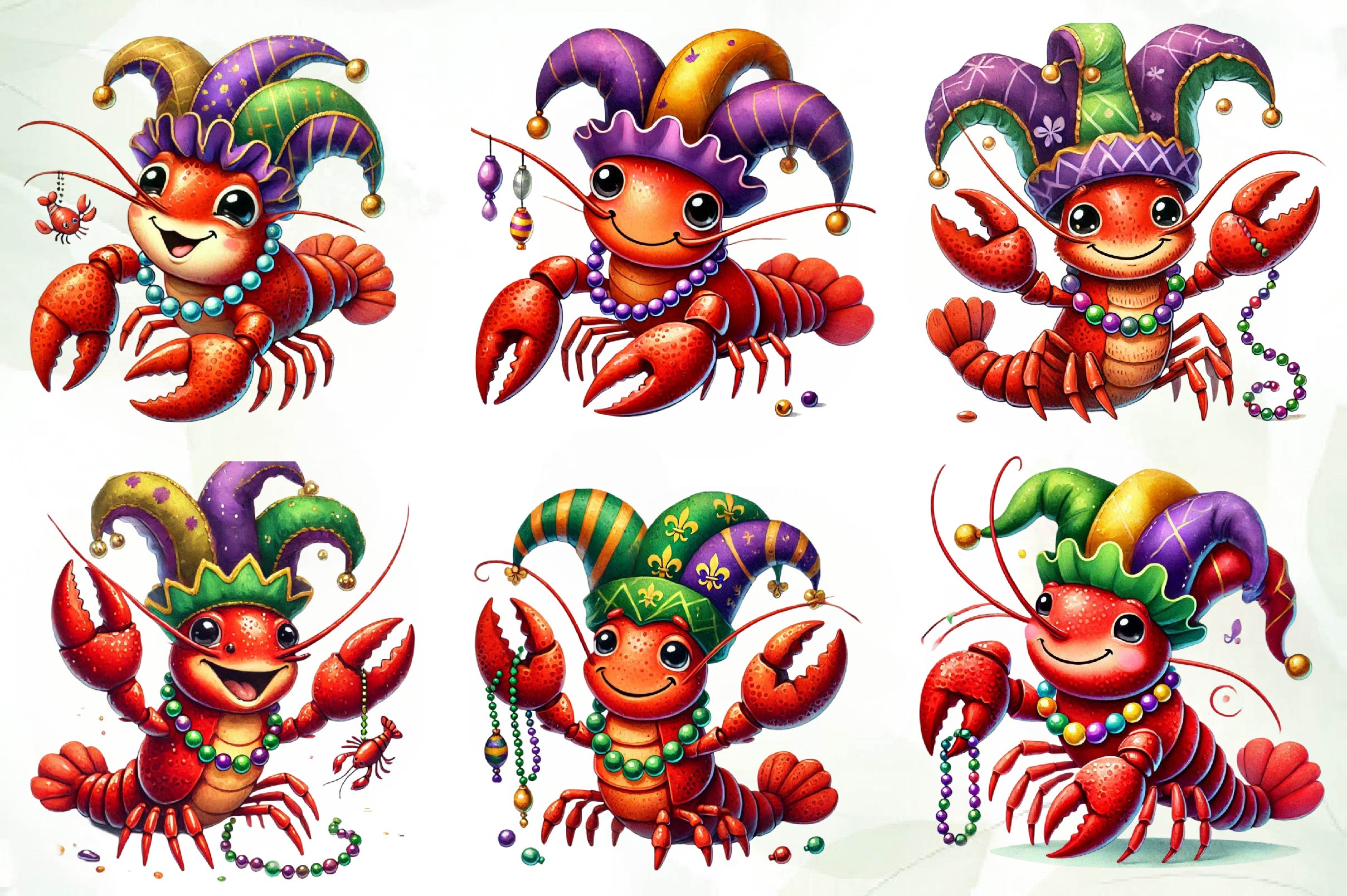 Mardi Gras Crawfish Clipart Bundle 1