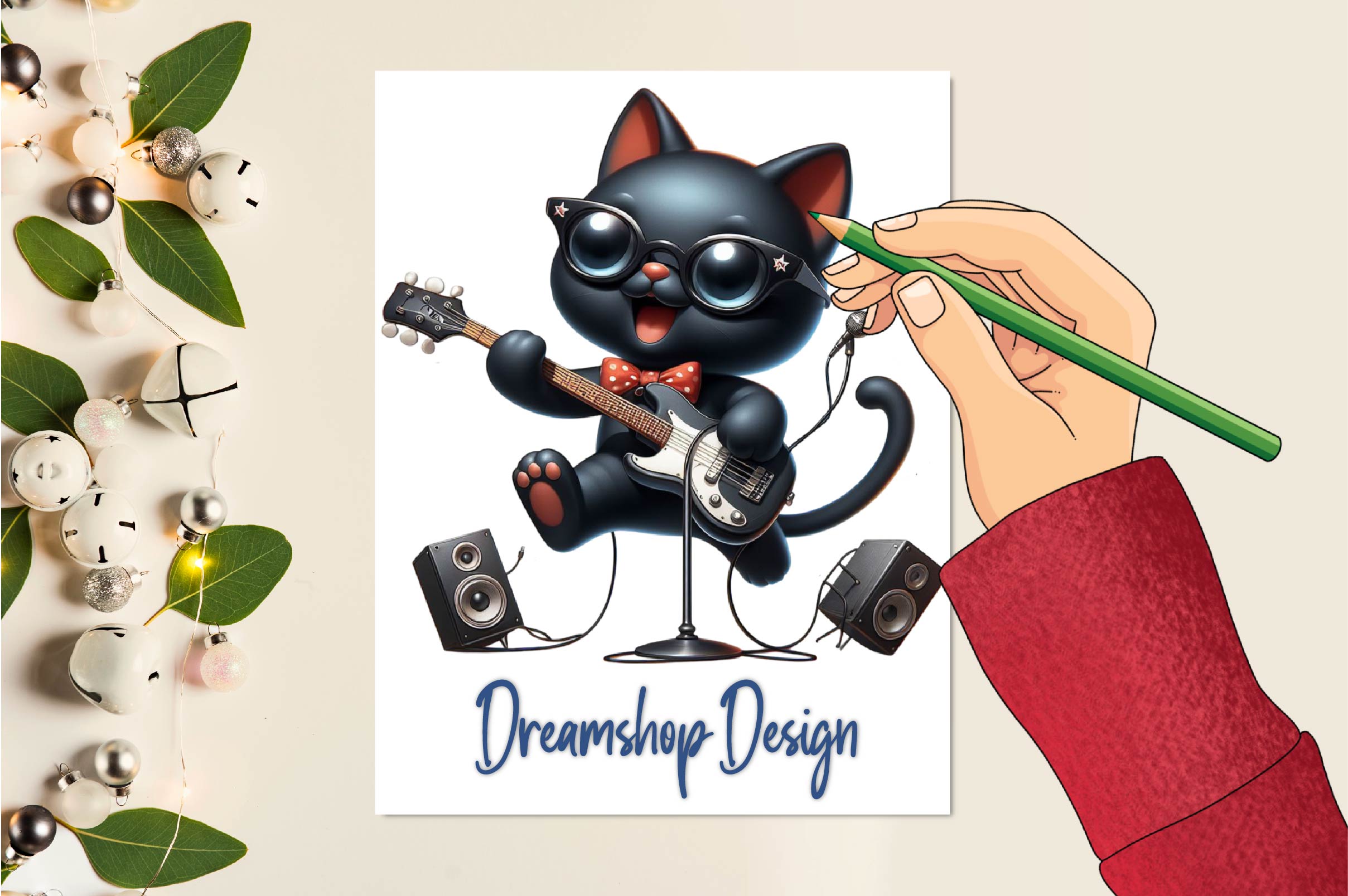 Funny Black Cat Musicians Clipart Bundle