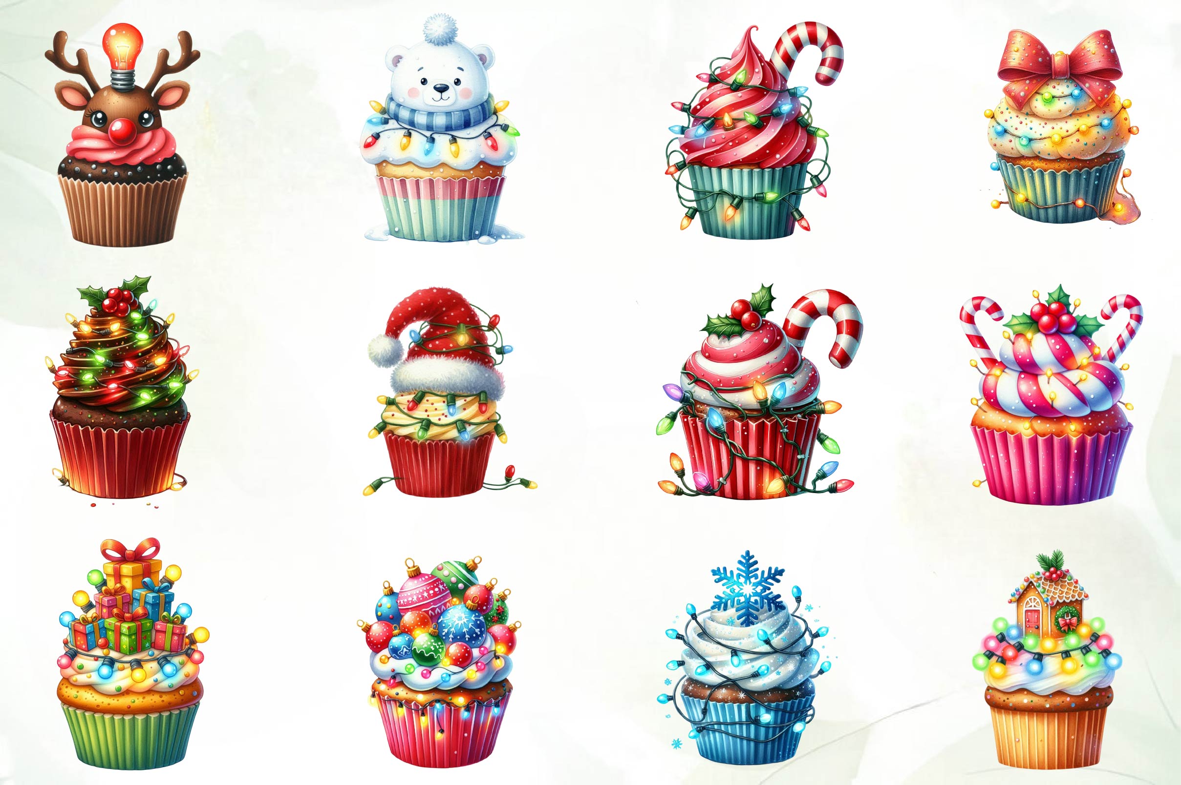 Christmas Cupcake Christmas Cupcakes Clipart Bundle