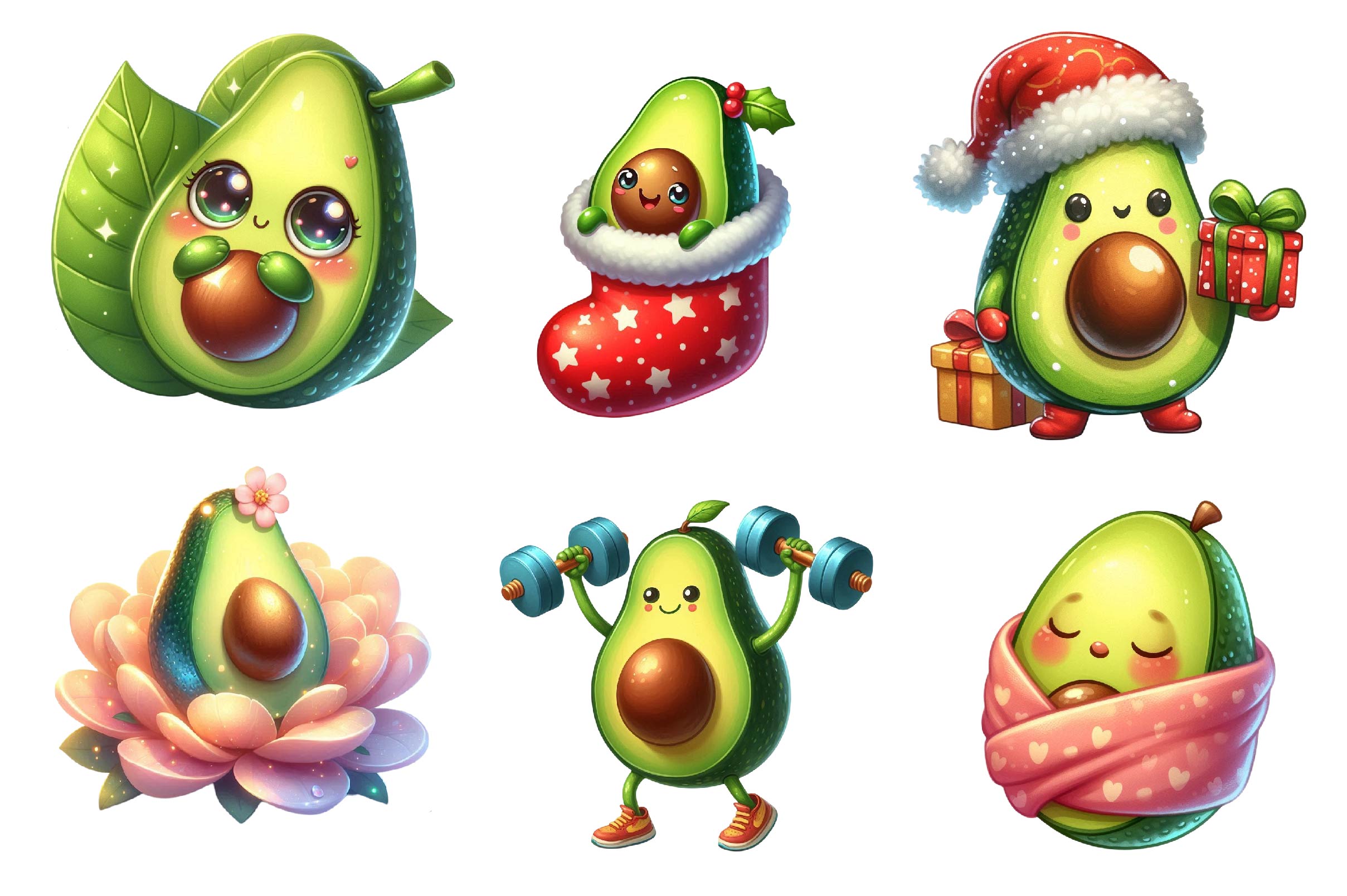 Cute Avocado Clipart Bundle