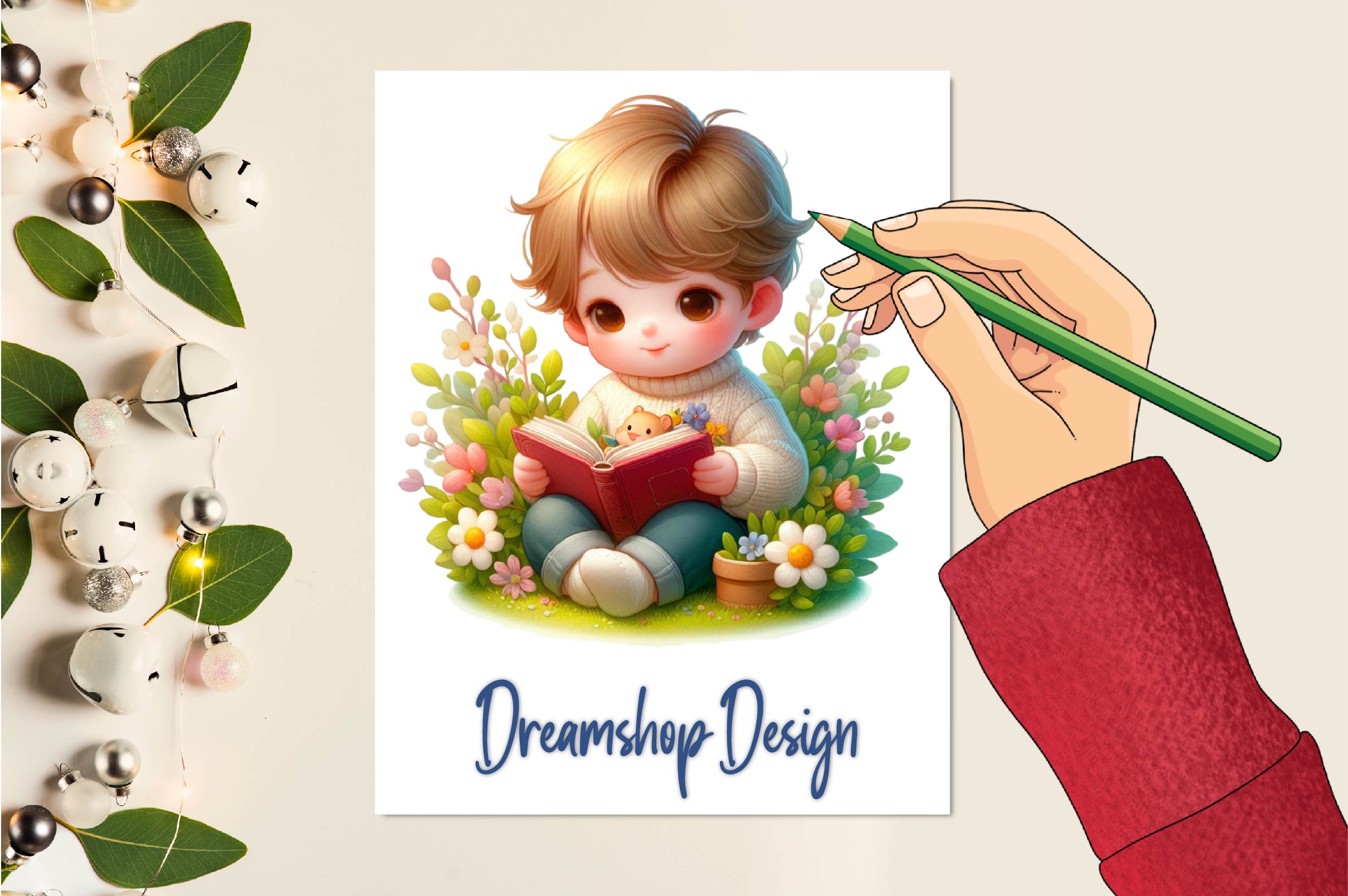 Cute Spring Boy Clipart Bundle