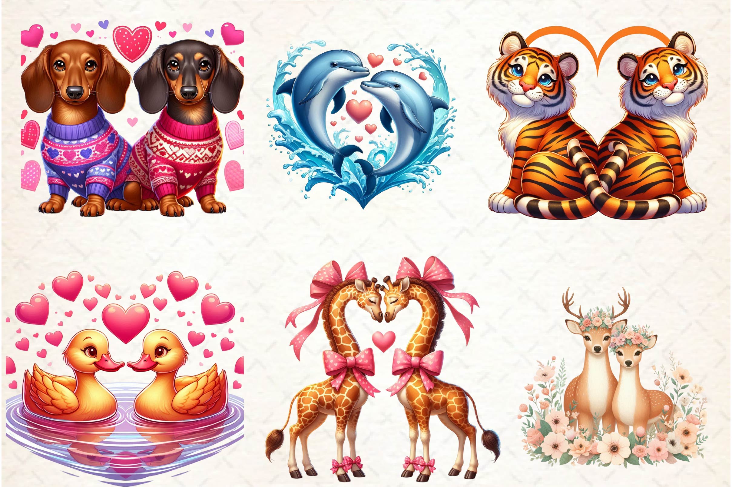 Cute Animal Couple Clipart Bundle