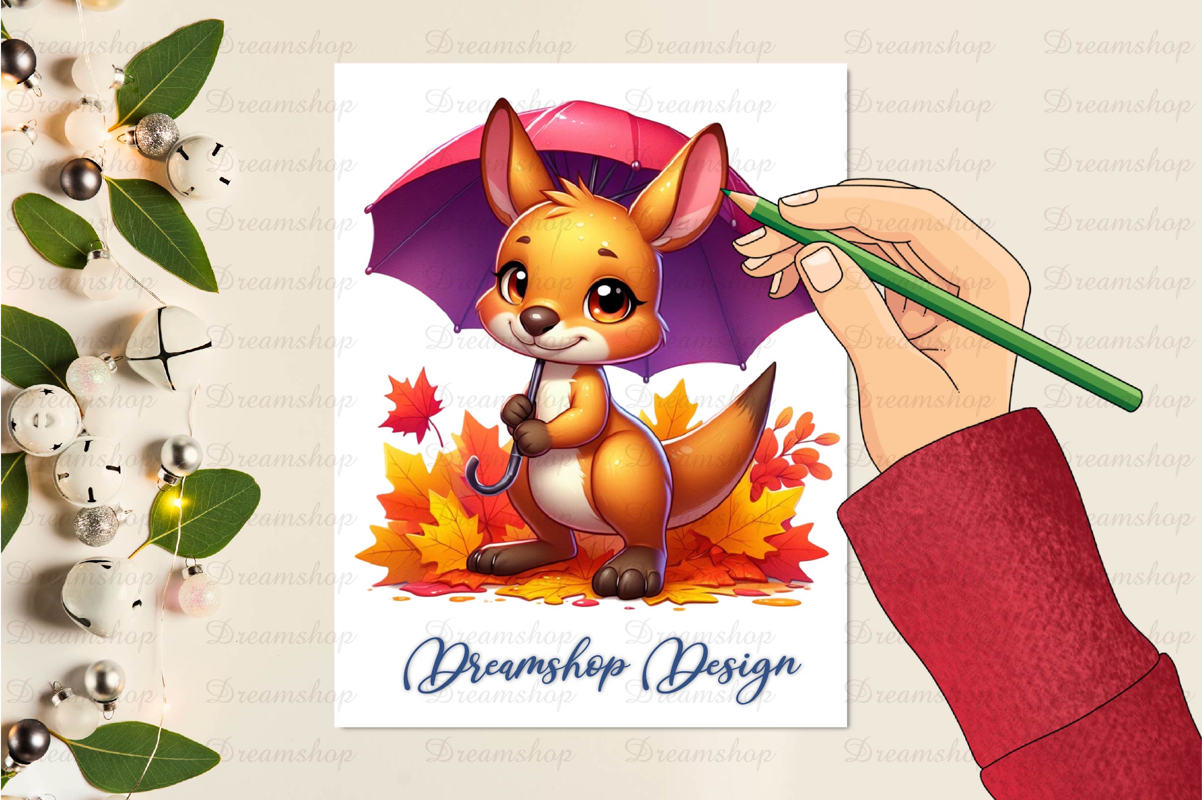 Autumn Kangaroo Clipart Bundle