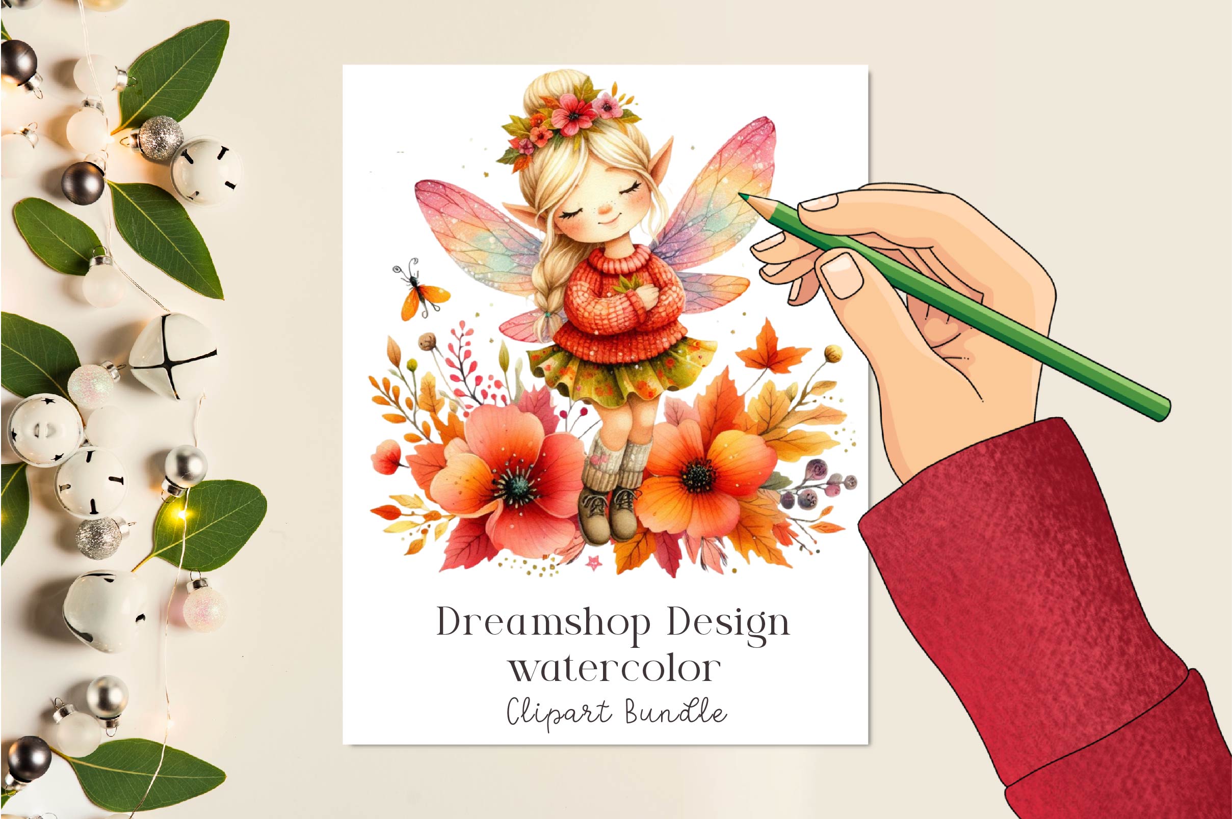 Cute Autumn Fairy Clipart Bundle