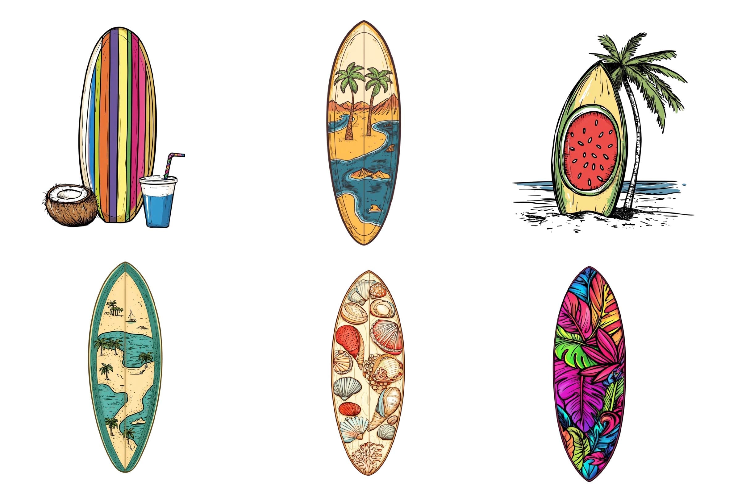 Summer Surfboard Clipart Bundle 1