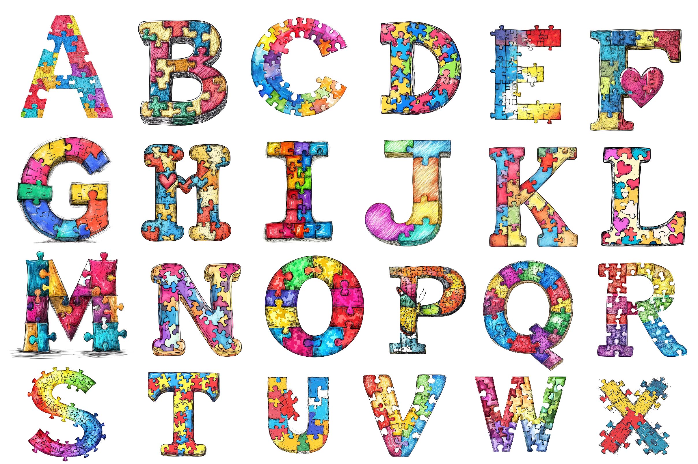 Autism Alphabet Clipart Bundle