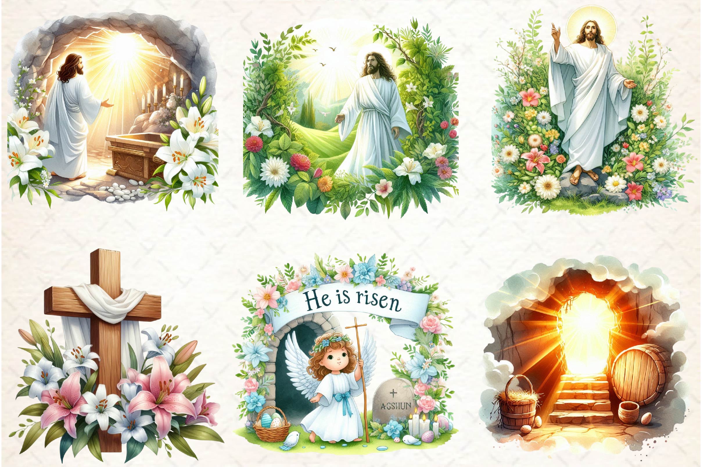 Easter Nativity Scene Clipart Bundle 1