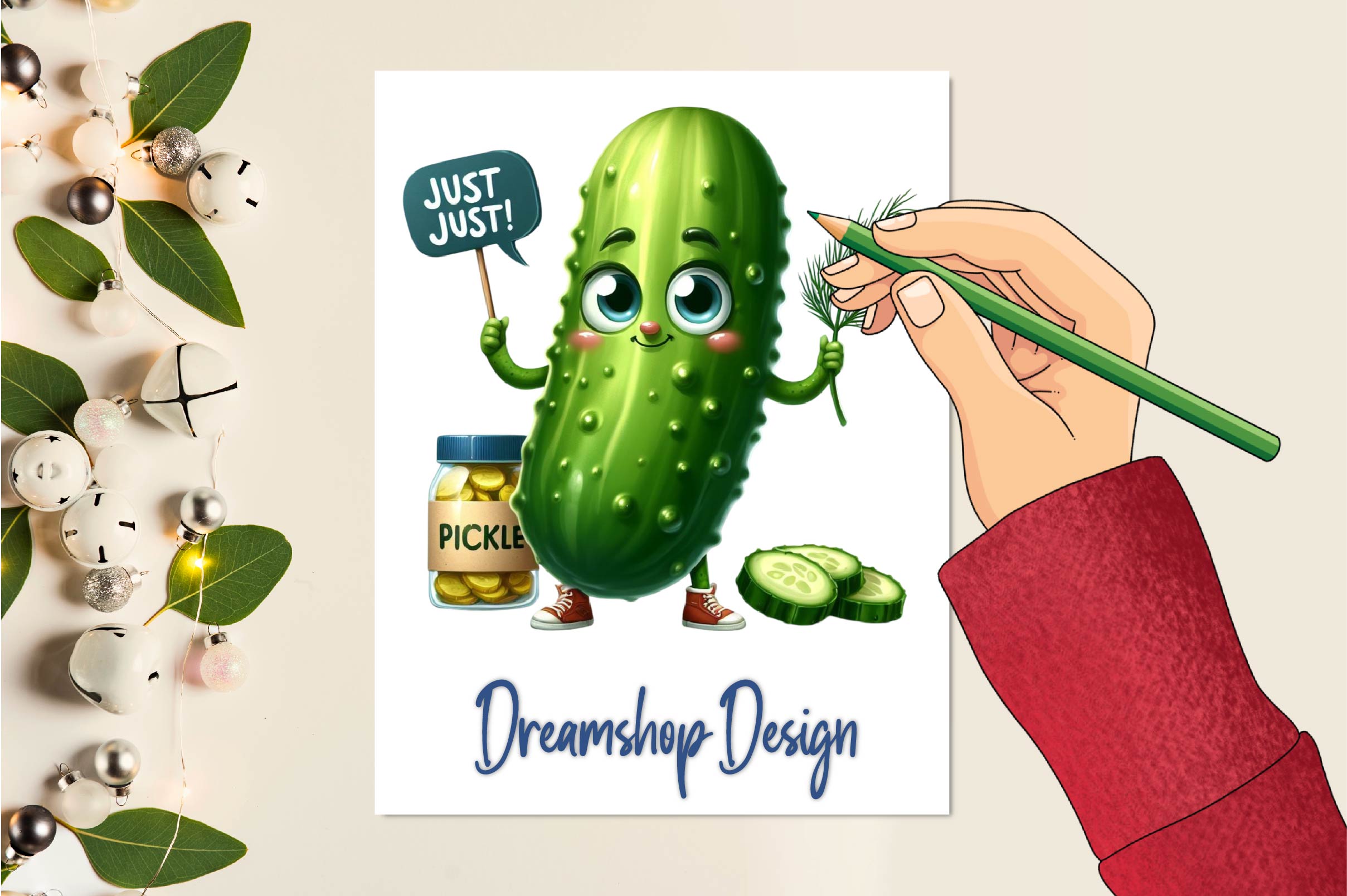 Cute Pickle Character Quotes Clipart Bundle