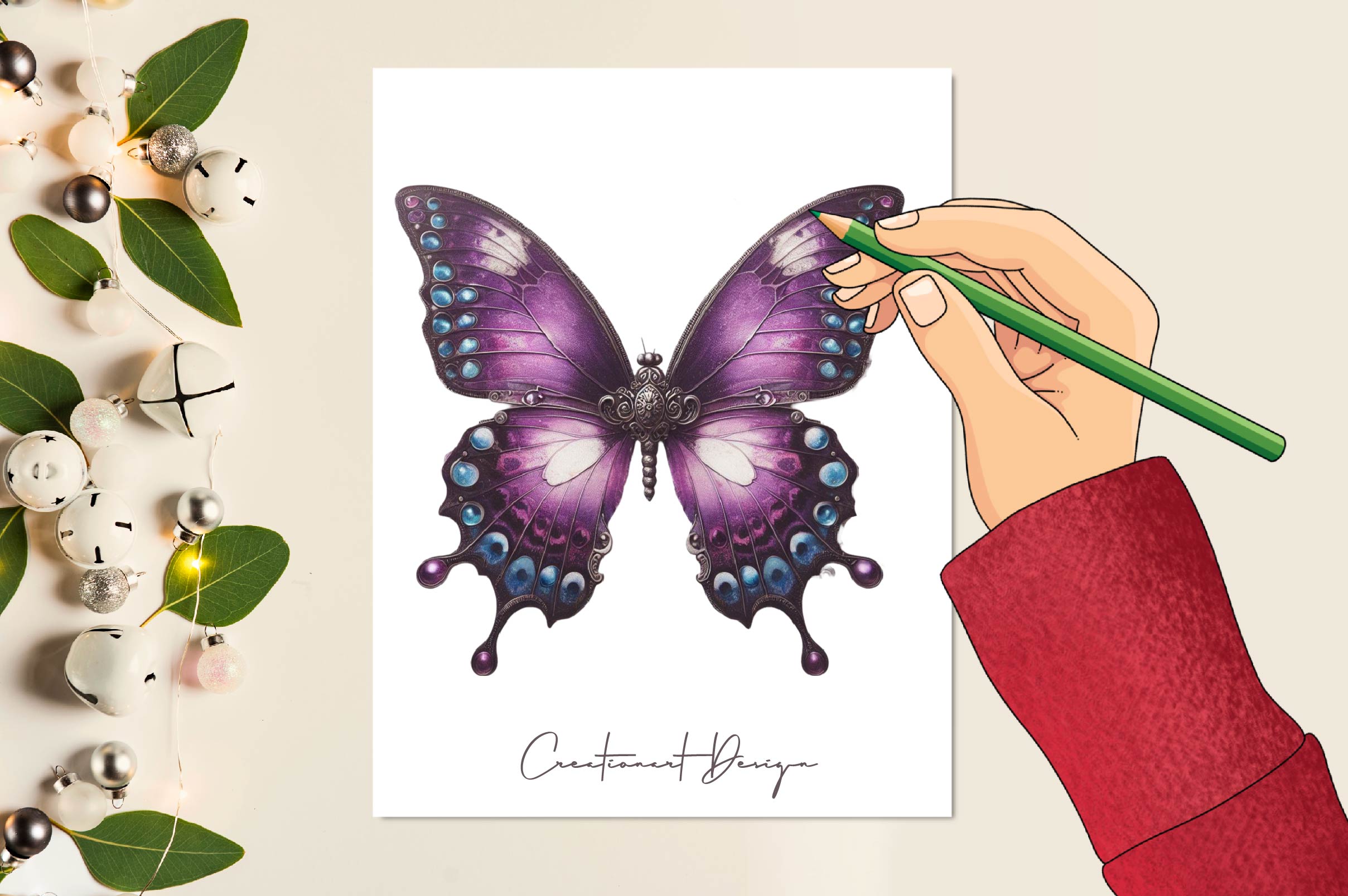 Vintage Purple Butterflies Clipart Bundle