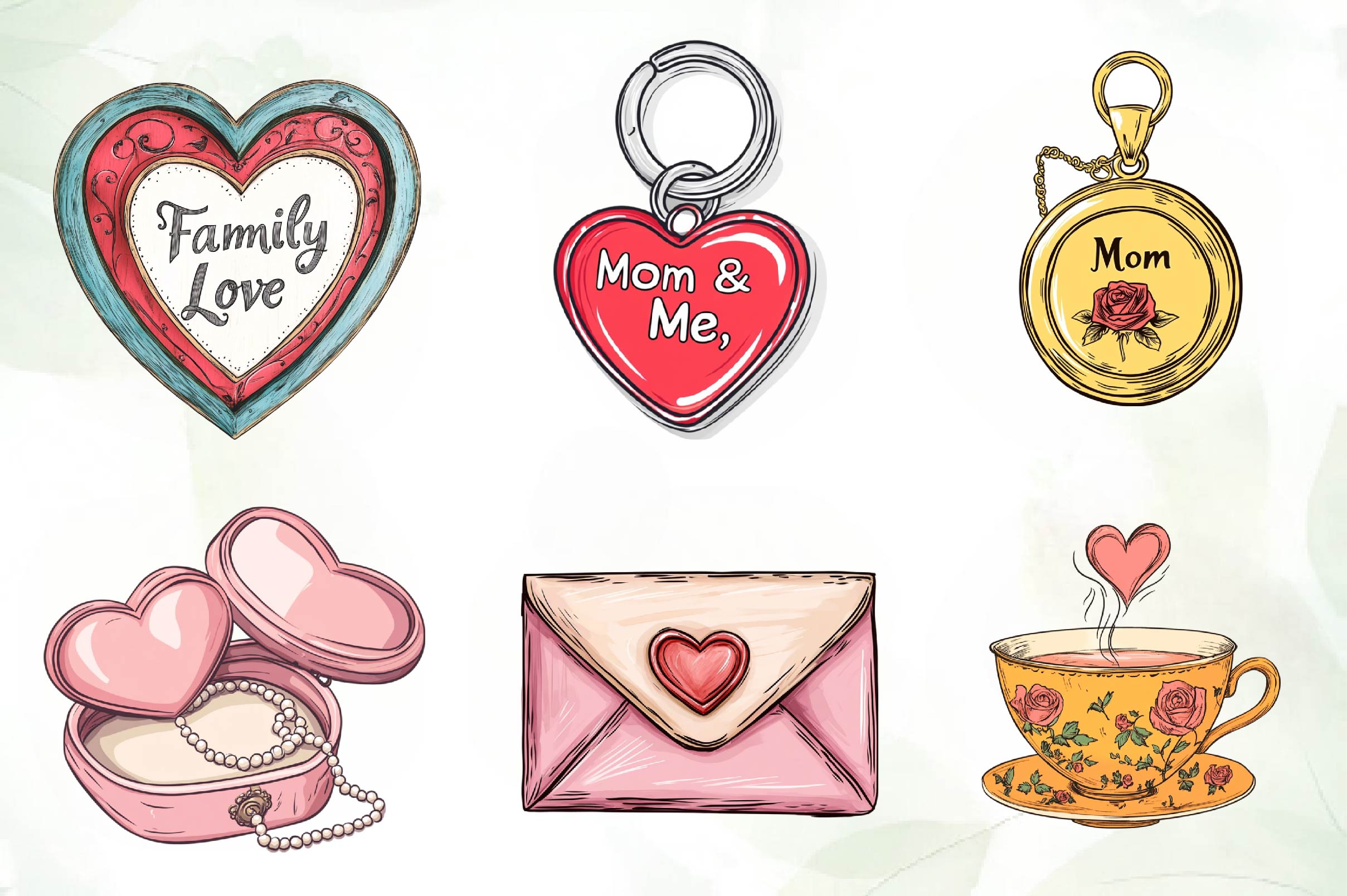 Charming Mothers Day Gift Clipart Bundle