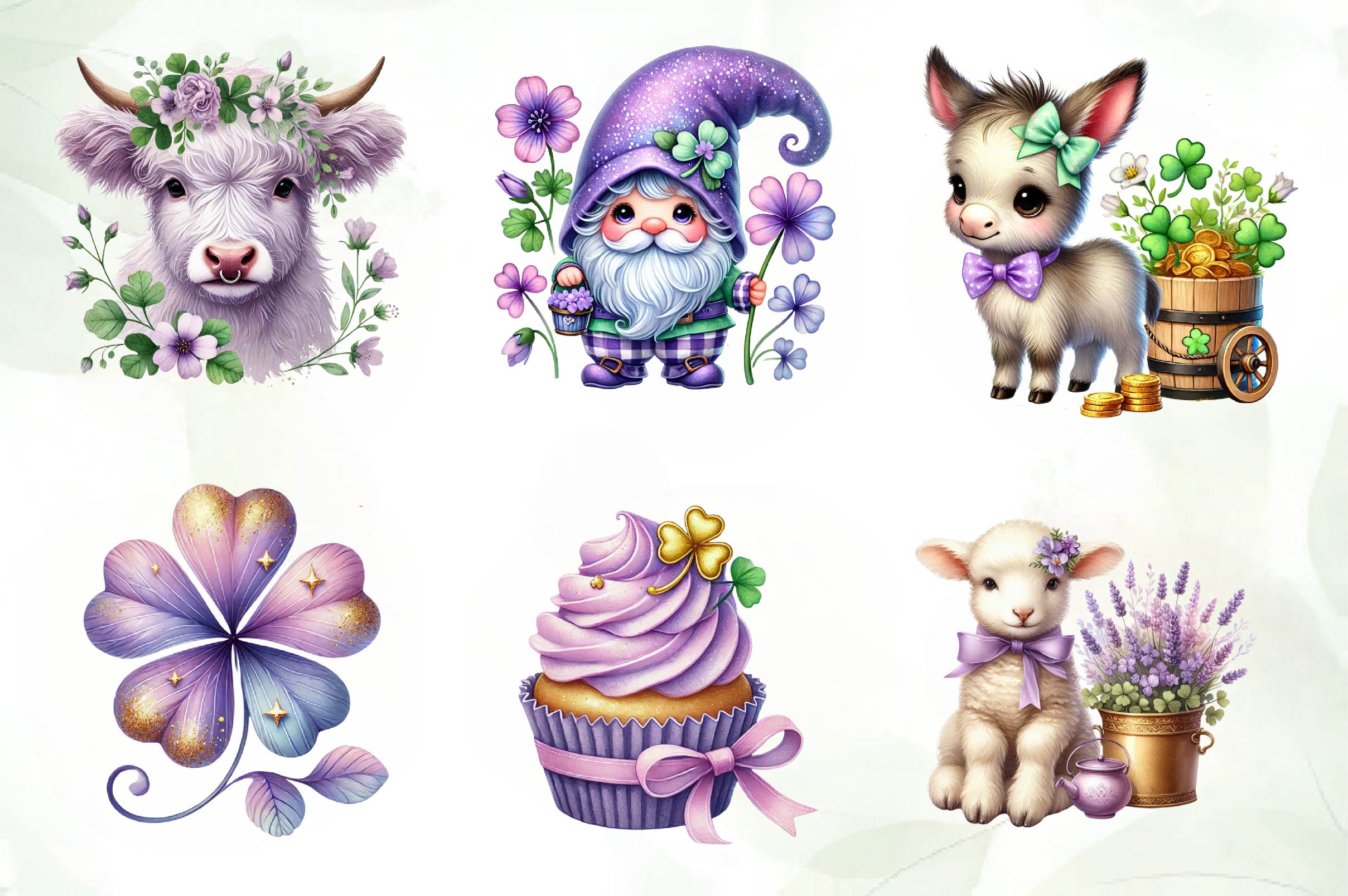 Pastel Purple St Patrick'S Clipart Bundle