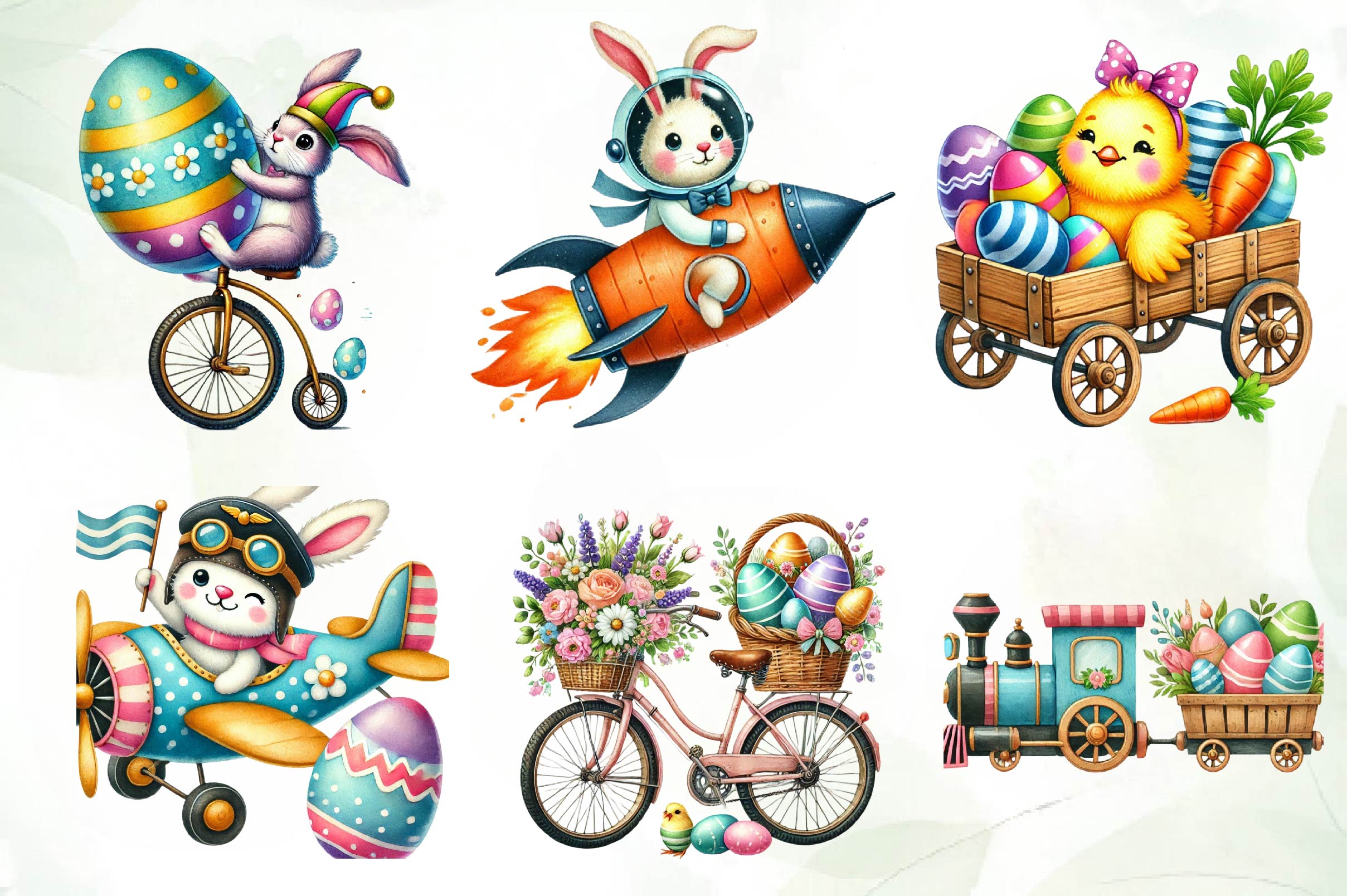 Transportation Easter Clipart Bundle