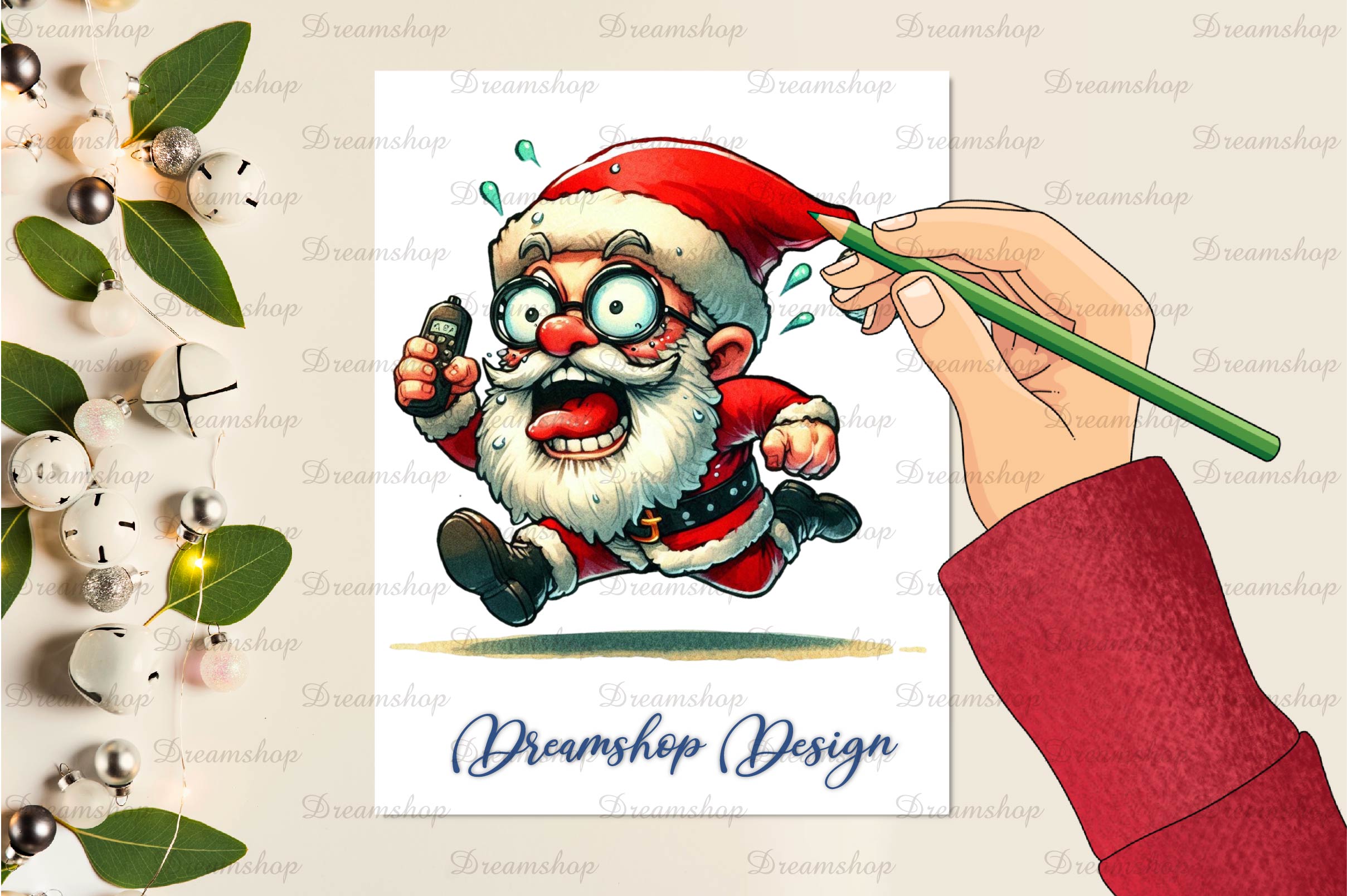 Funny Santa Claus Christmas Clipart Bundle