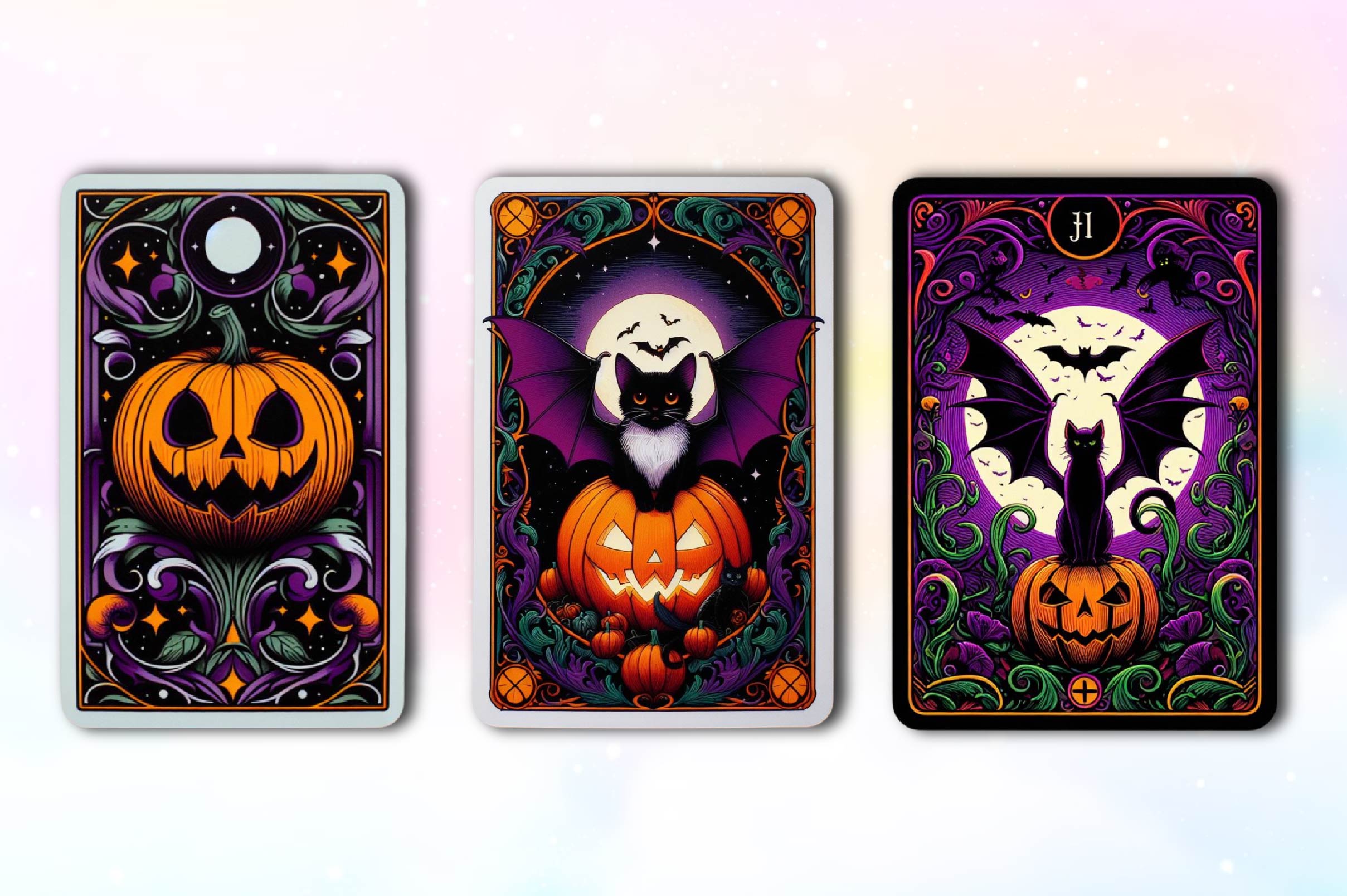 Halloween Animals Tarot Card Clipart Bundle