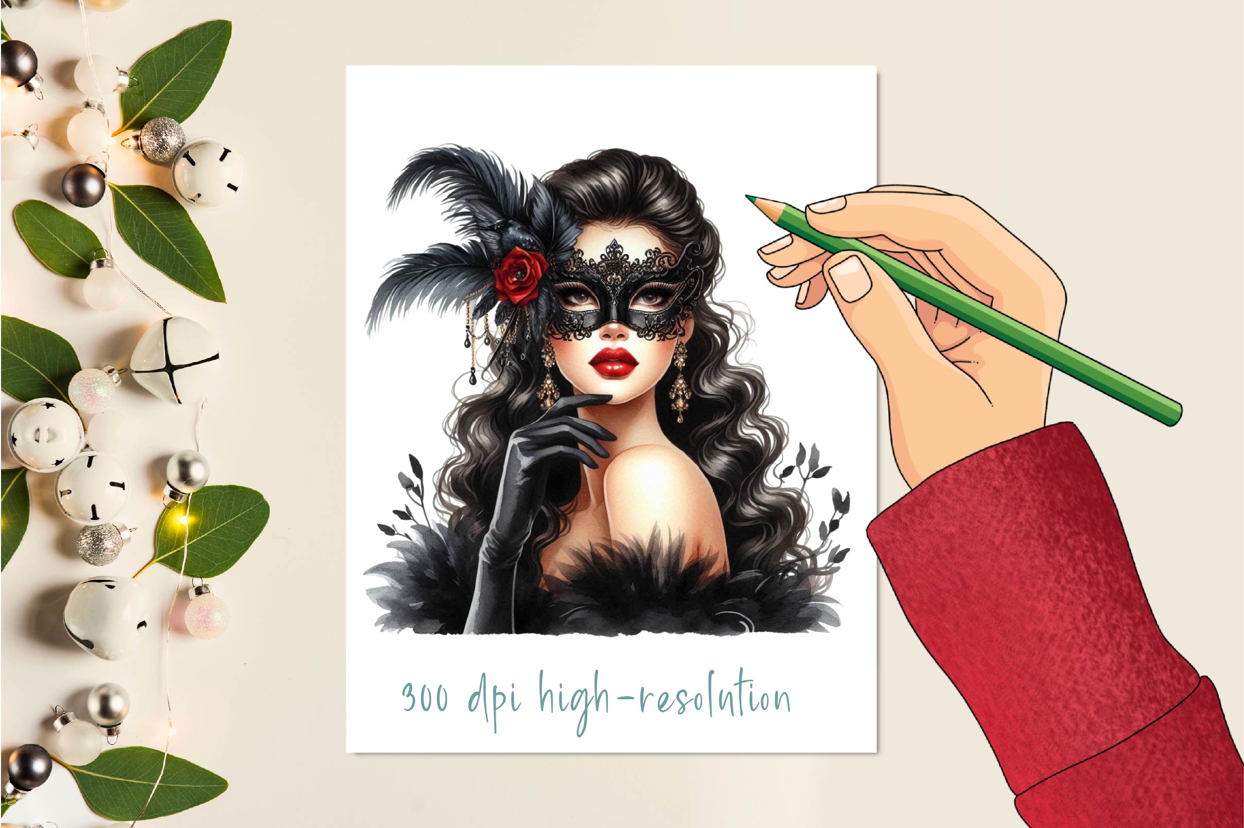 Halloween Glamorous Black Girl Clipart Bundle