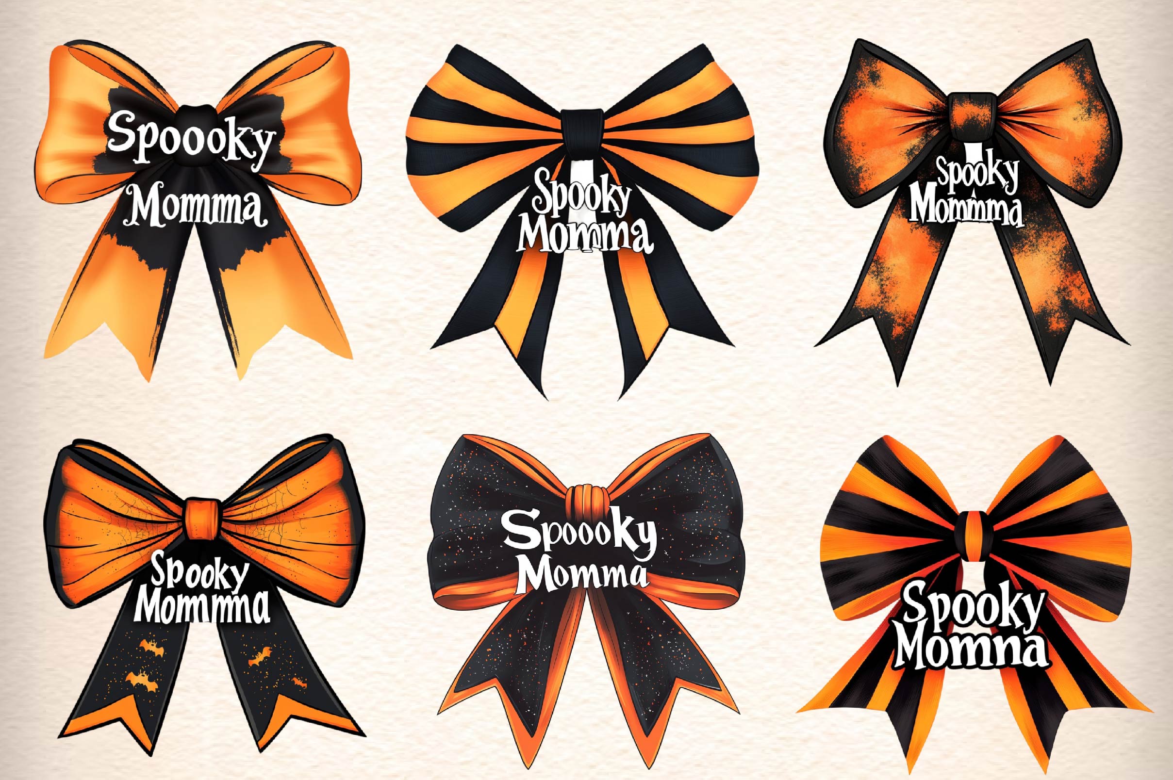 Spooky Momma Bow Halloween Clipart Bundle