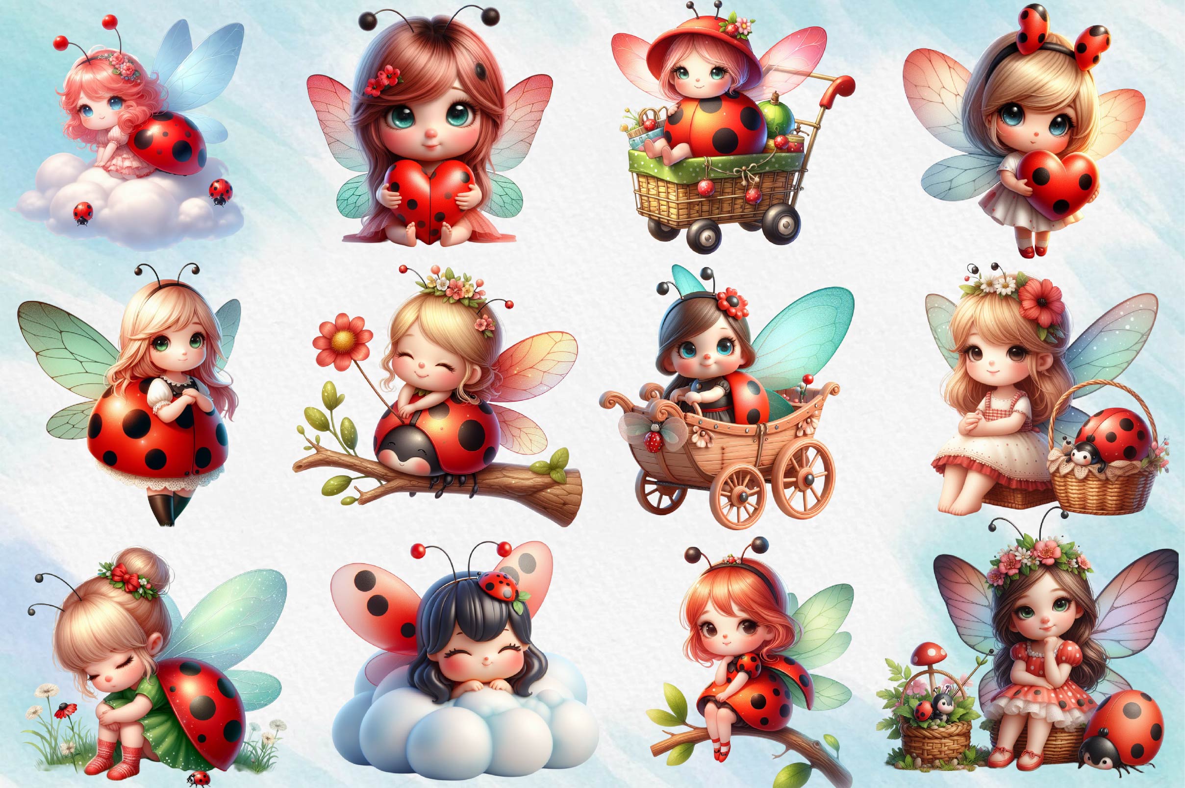 Ladybug Fairy Clipart Bundle 1