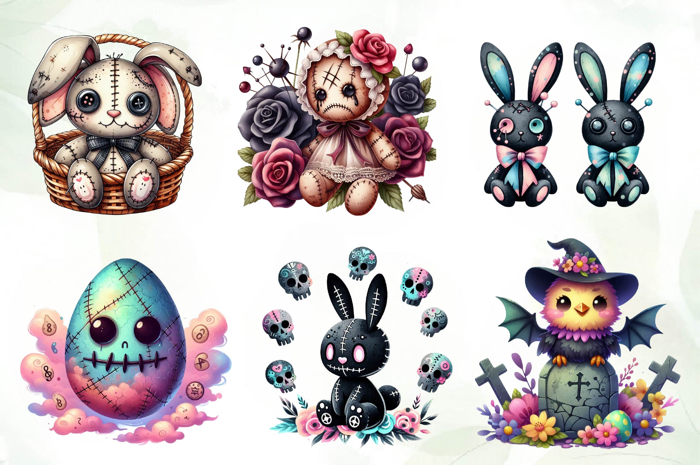 Easter Gothic Voodoo Doll Clipart Bundle