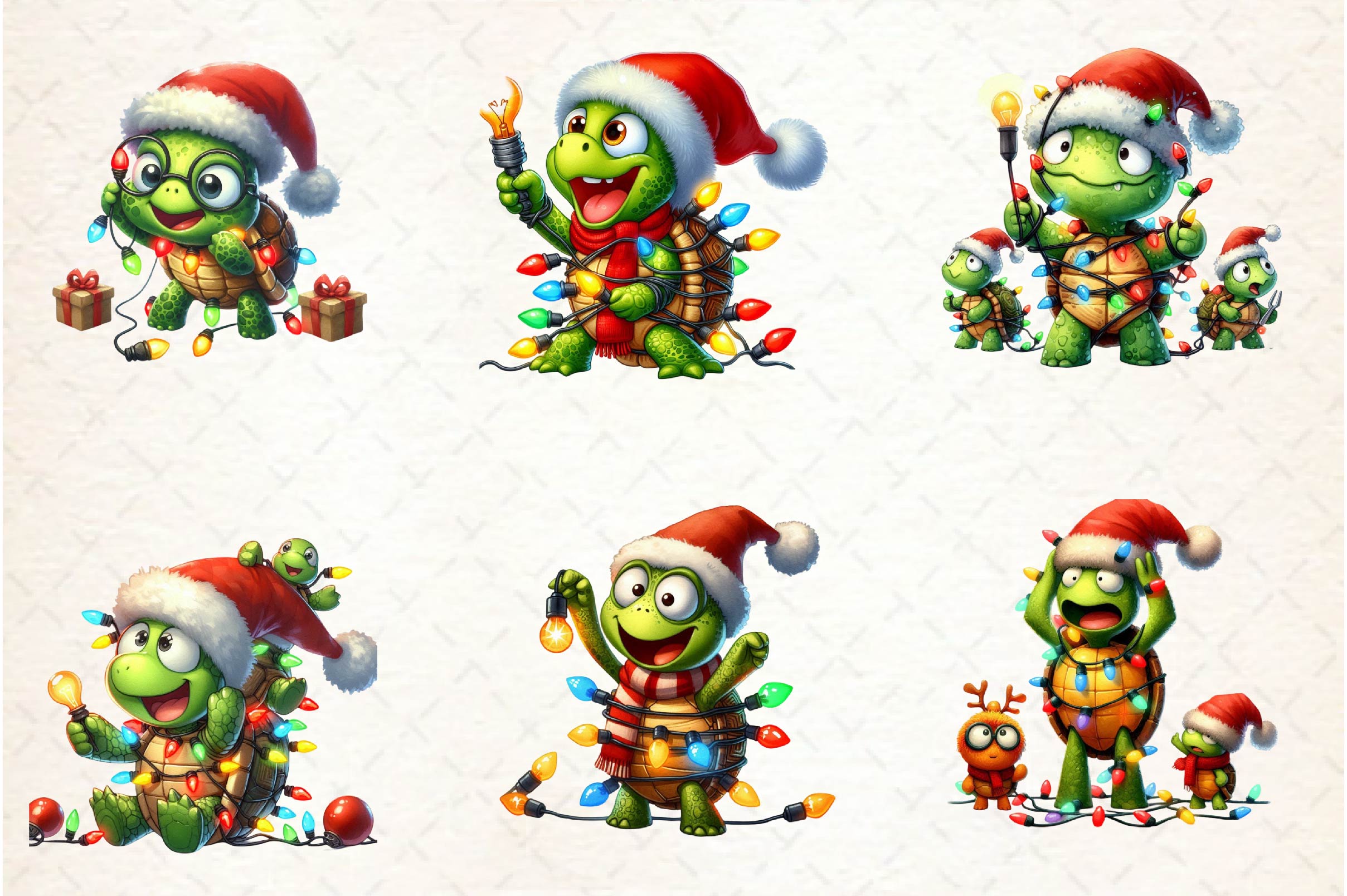 Christmas Funny Turtle Clipart Bundle