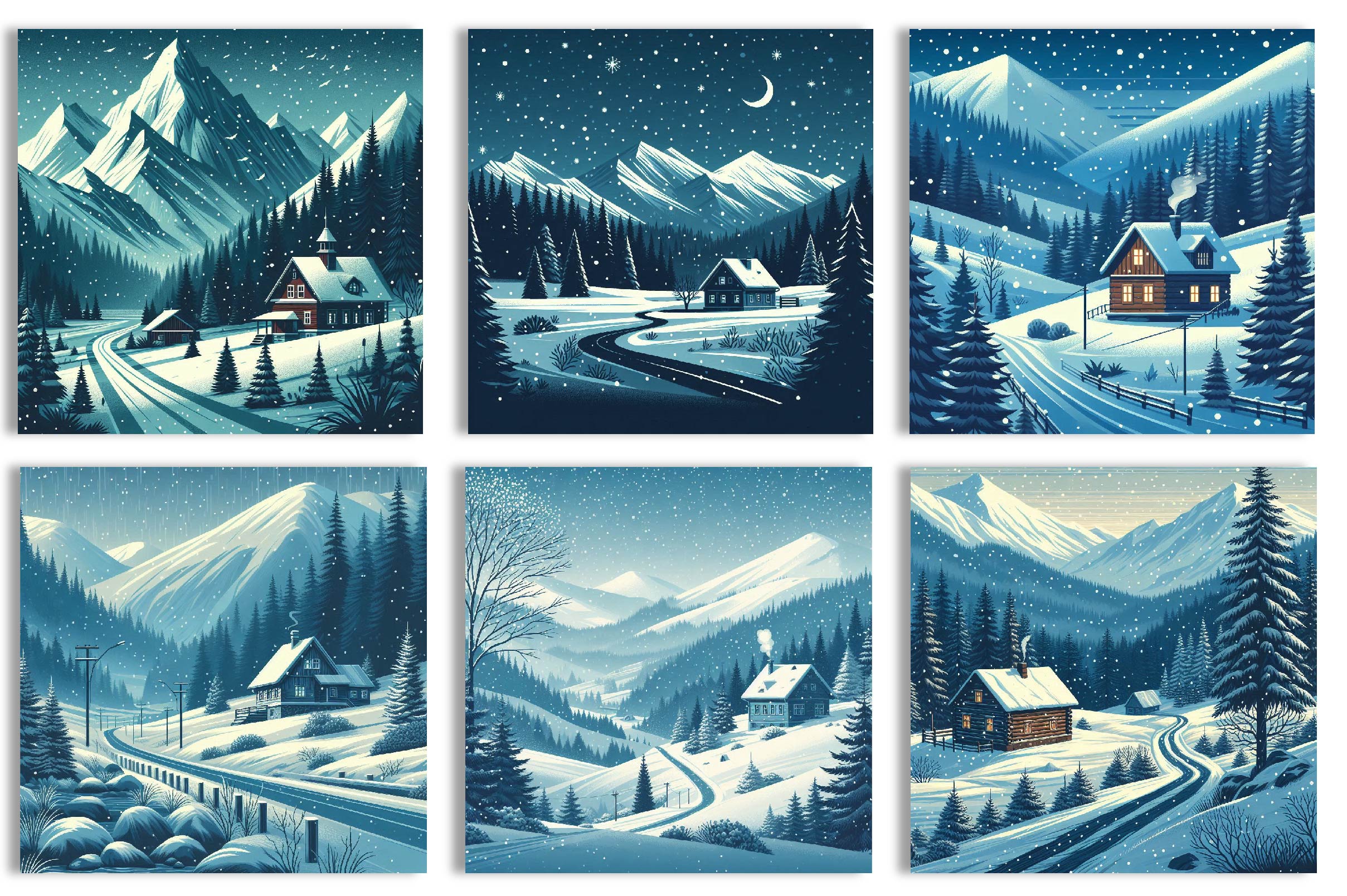 Winter Mountain Background Bundle