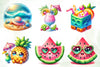 Cute Pastel Colour Tropical Summer Clipart Bundle