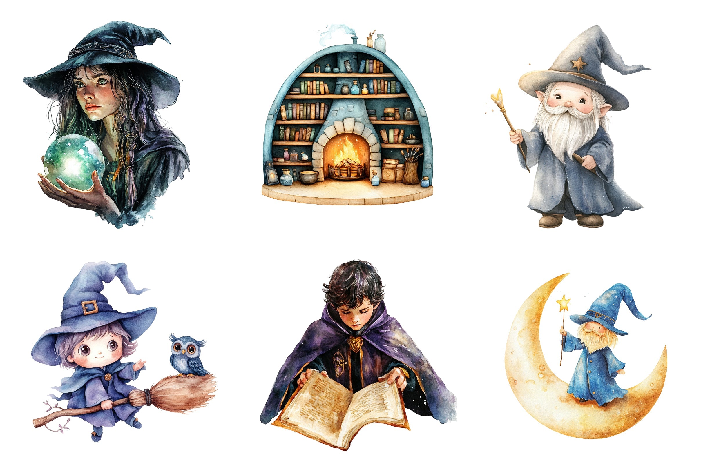 Enchanted Little Wizards Clipart Bundle