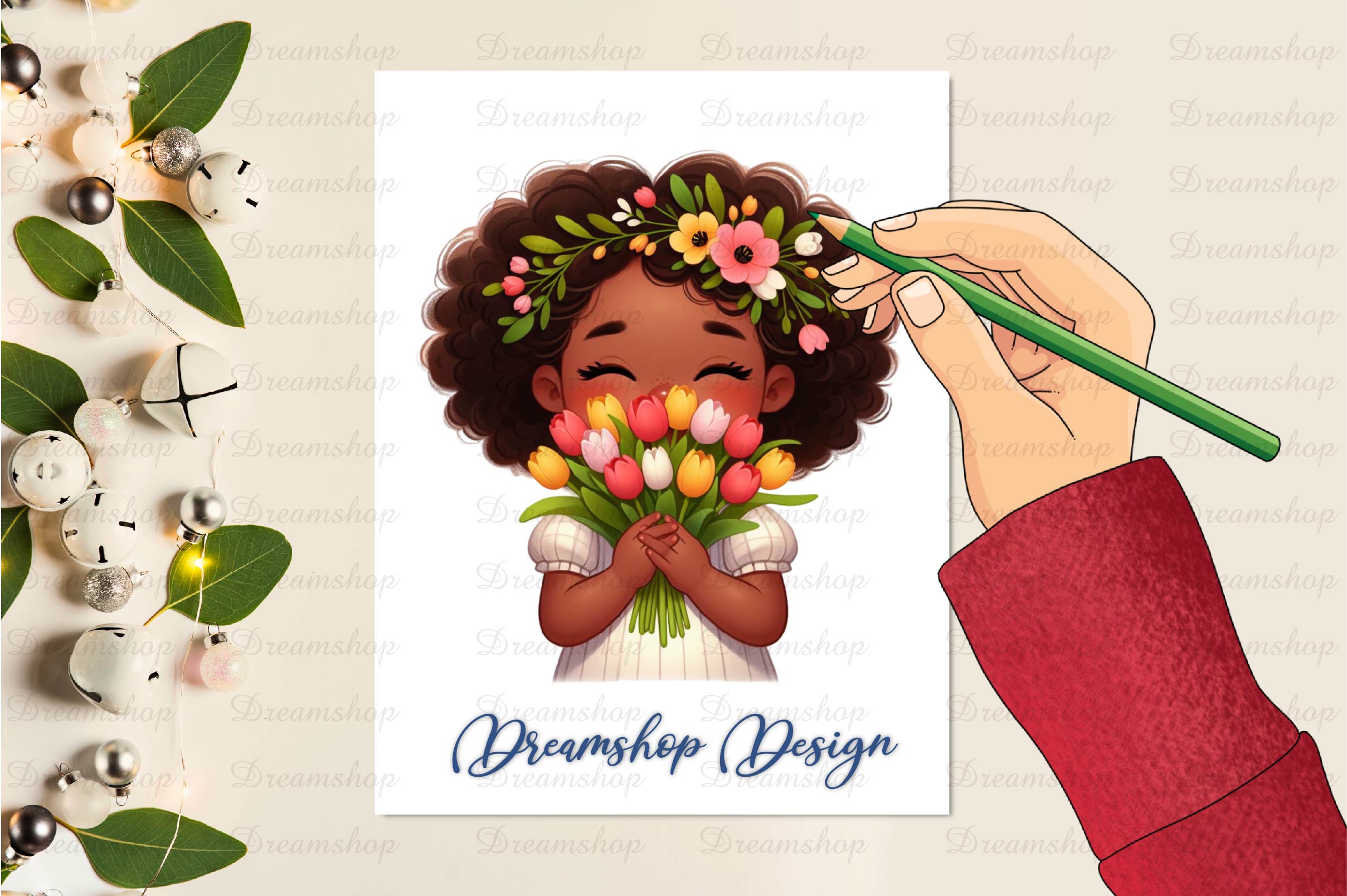 Little Girl With Bouquet Clipart Bundle