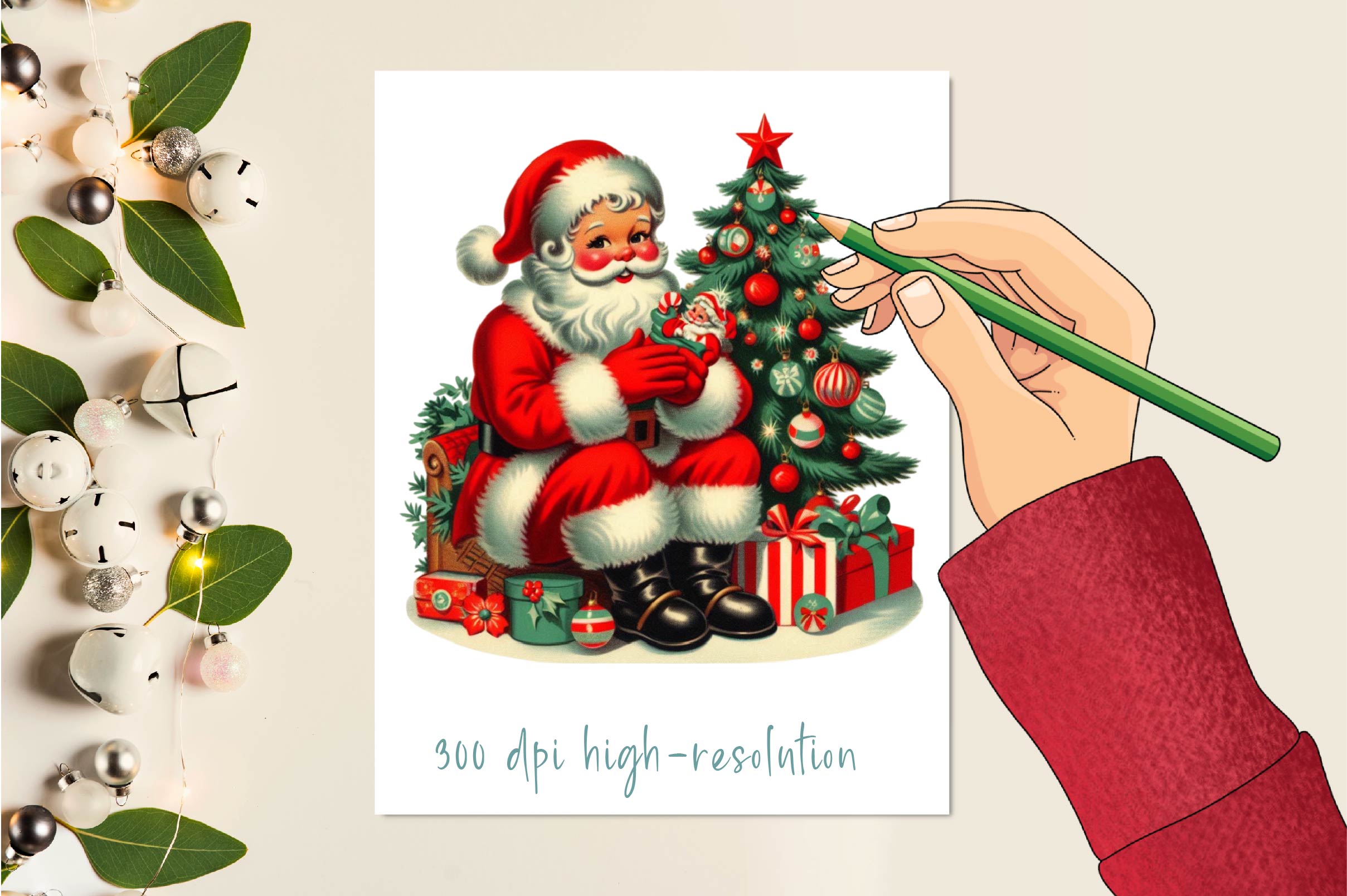 Vintage Christmas Santa Claus Clipart Bundle