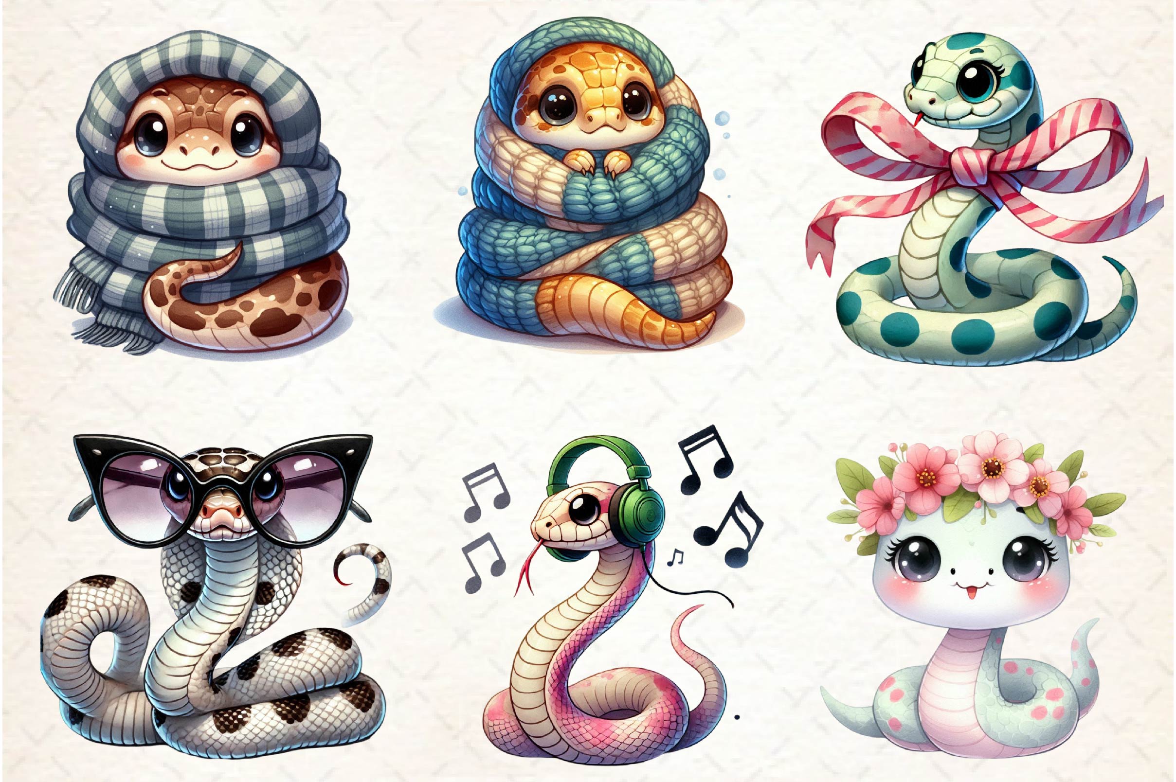 Cute Baby Snake Nursery Art Clipart Bundle