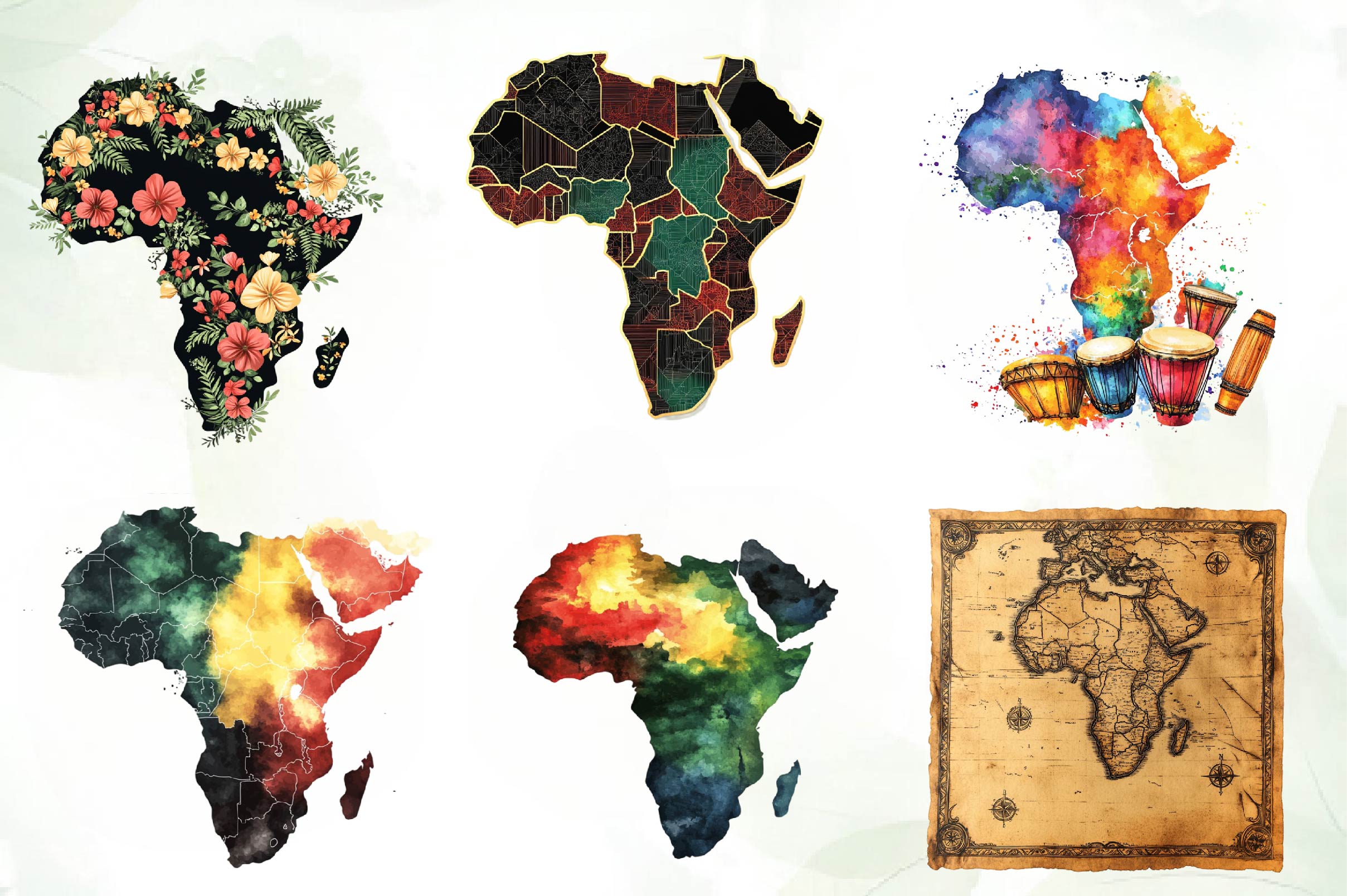 Black Month Map Clipart Bundle