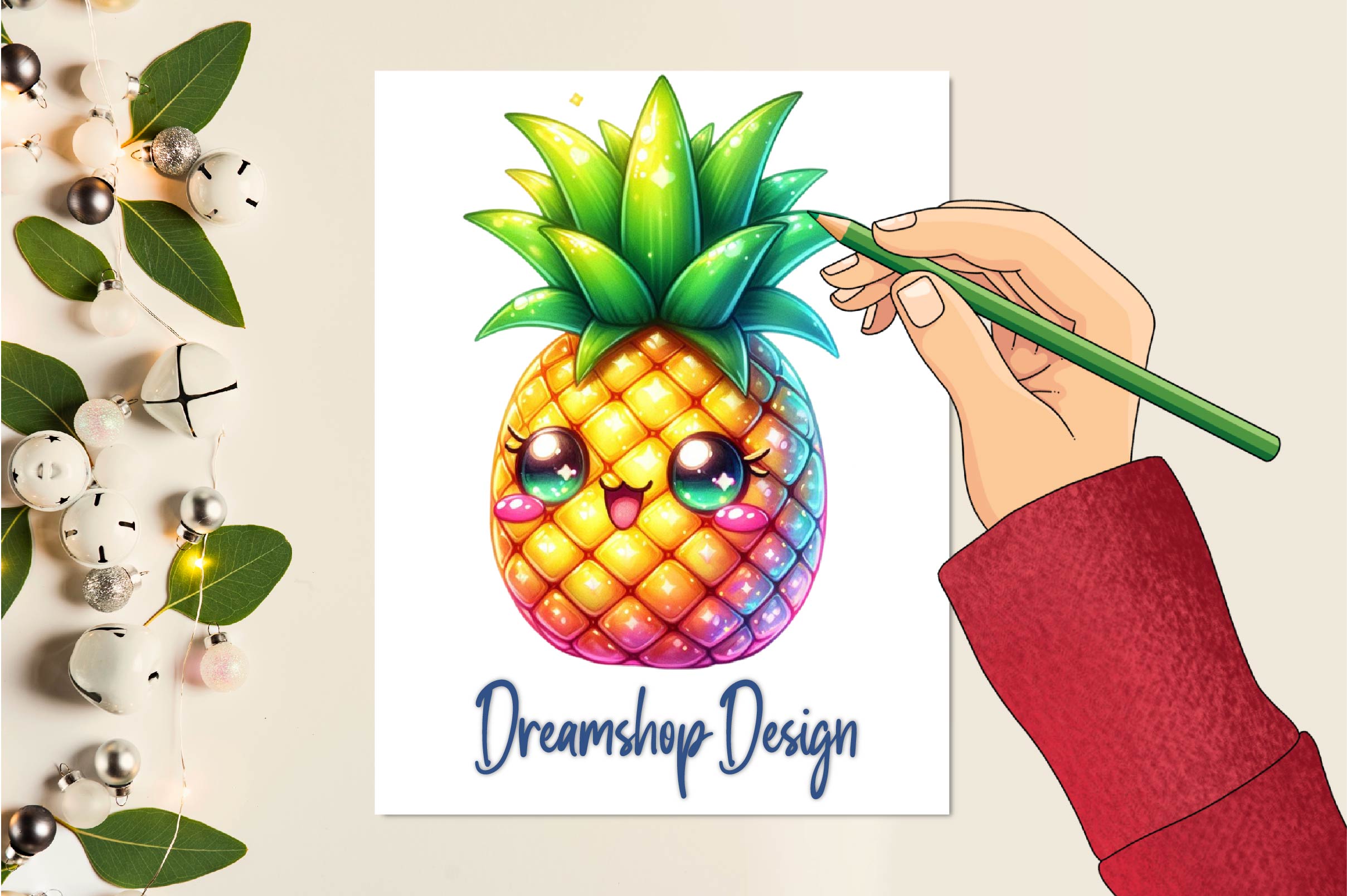 Summer Kawaii Pineapple Clipart Bundle