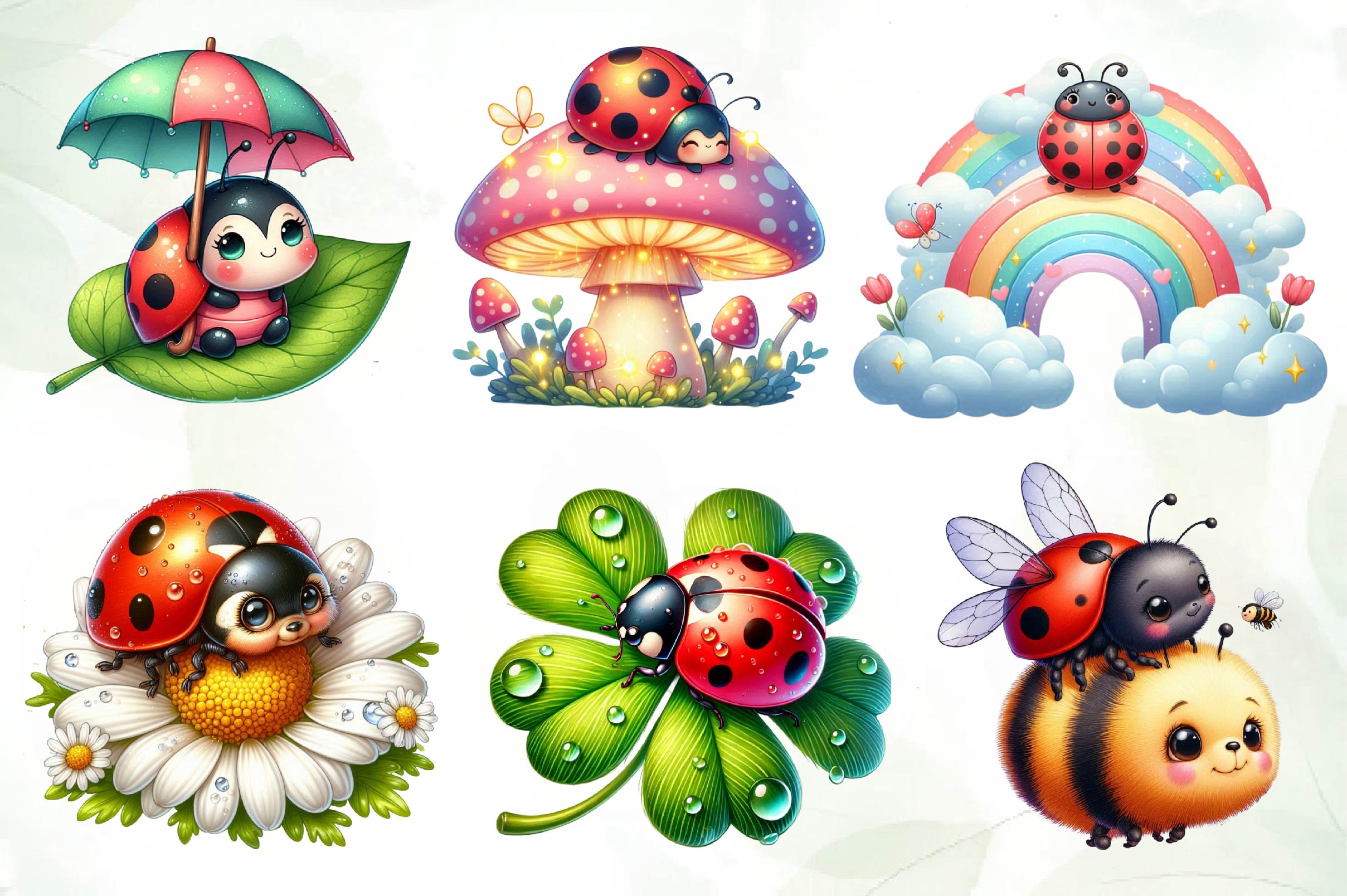 Spring Ladybug Clipart Bundle 1