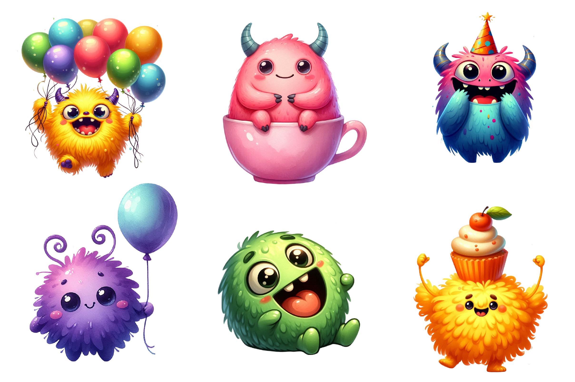 Cute Funny Monsters Clipart Bundle 2
