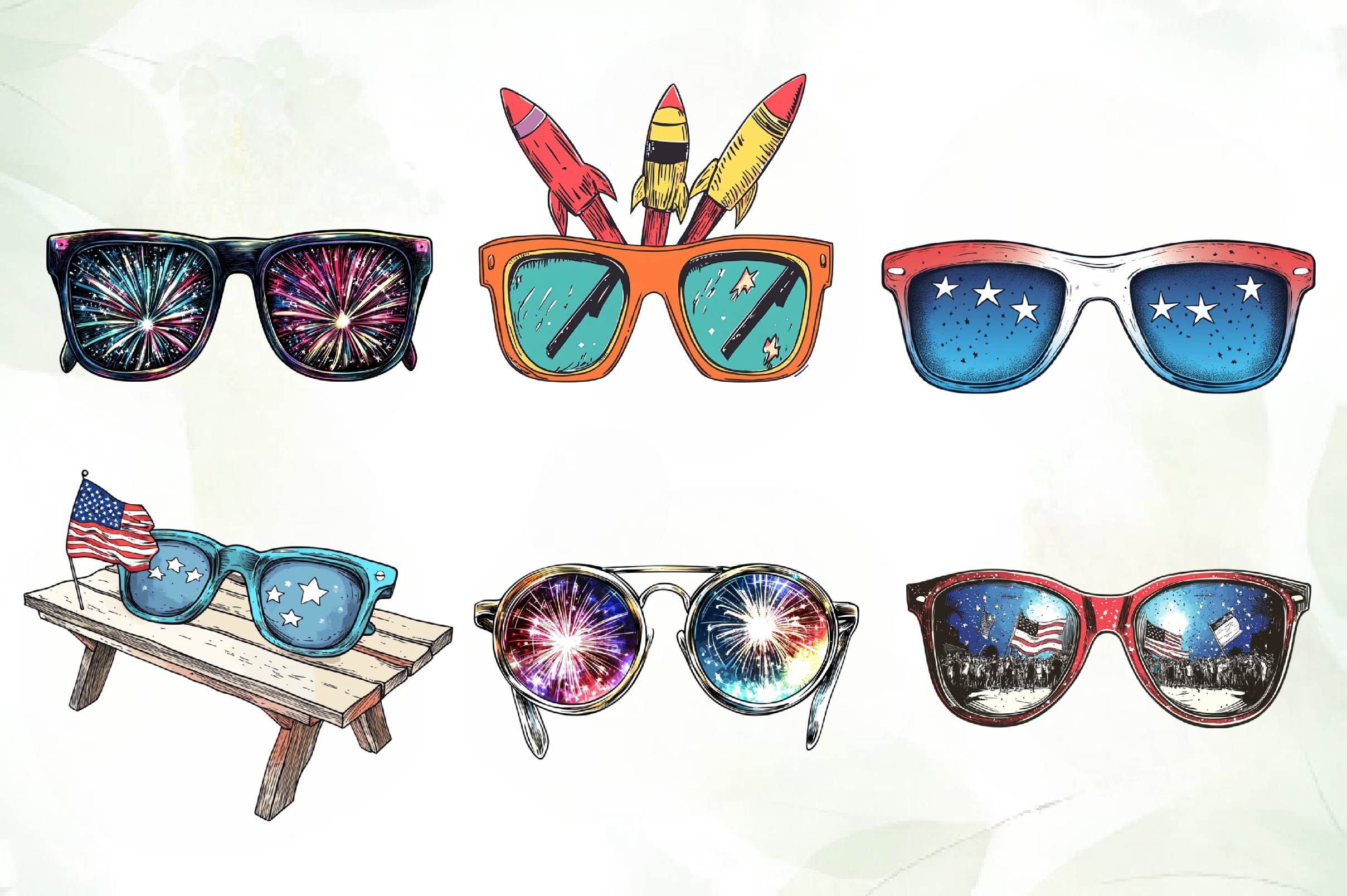 4th Of July Sunglasses Clipart Bundle