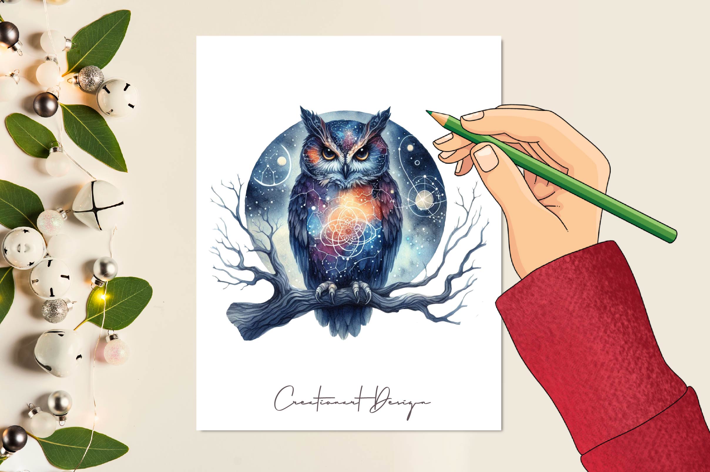 Celestial Owls Clipart Bundle