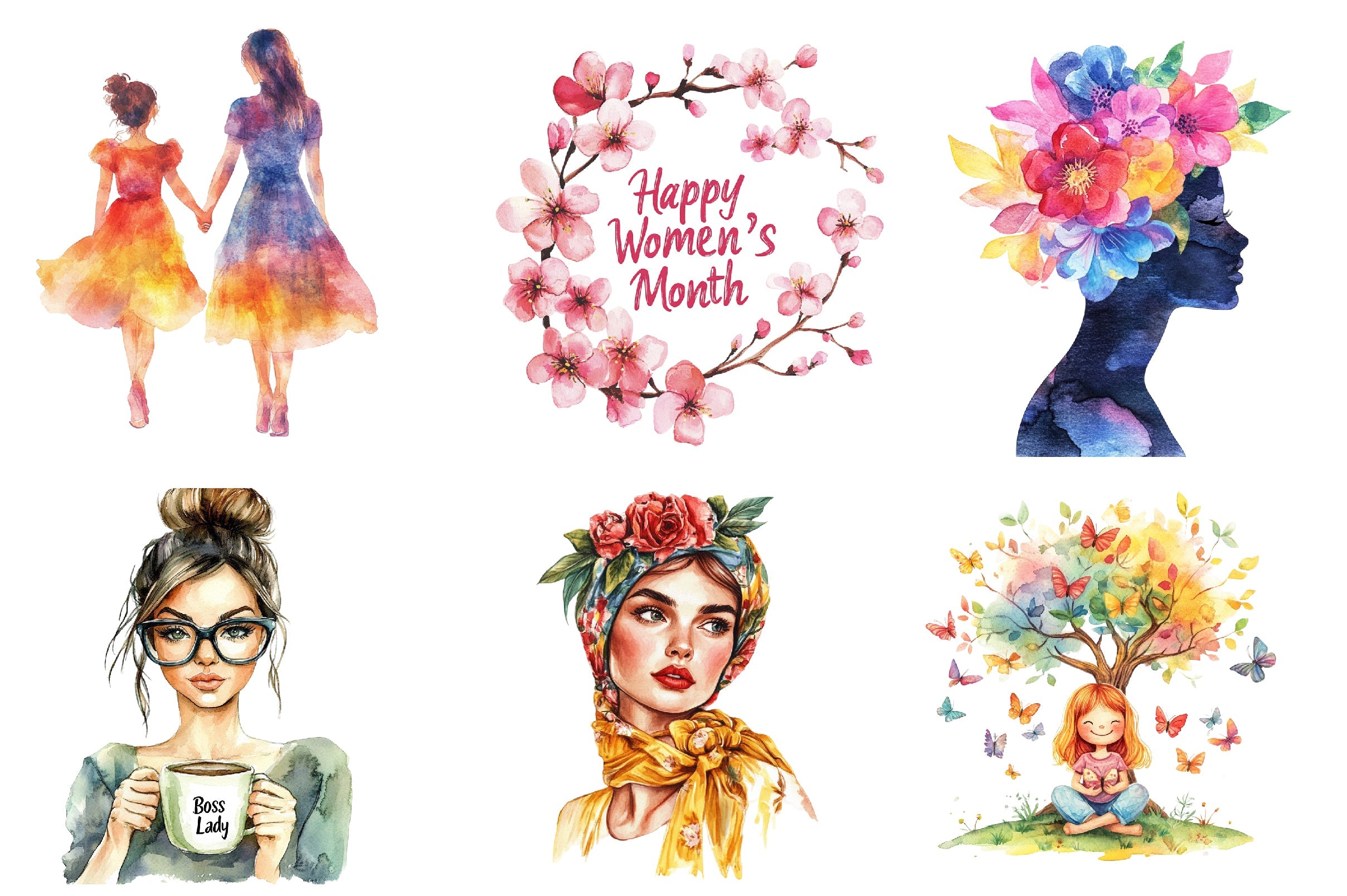 Cute Womens Month Clipart Bundle