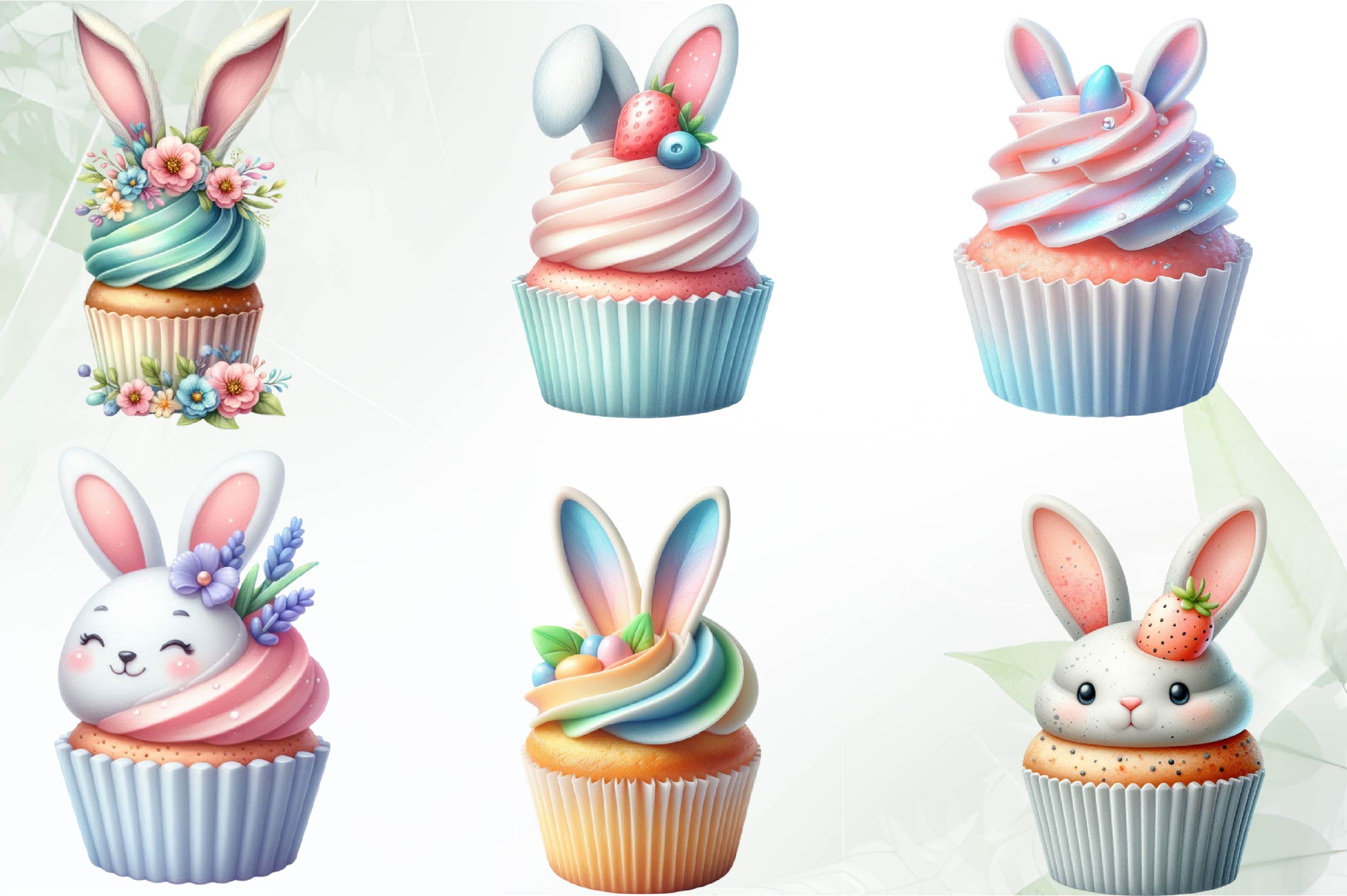Easter Bunny Cupcake Clipart Bundle