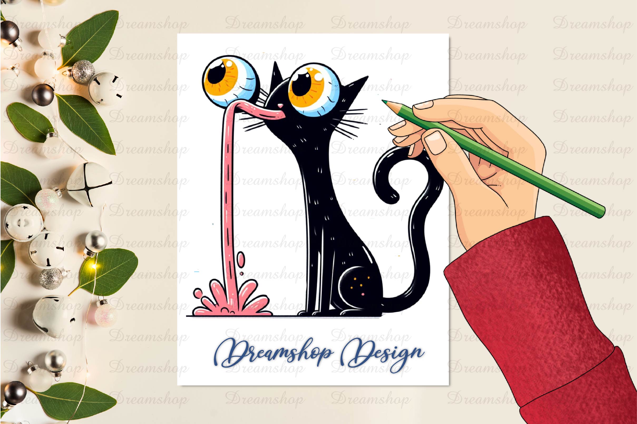Funny Quirky Black Cats Clipart Bundle