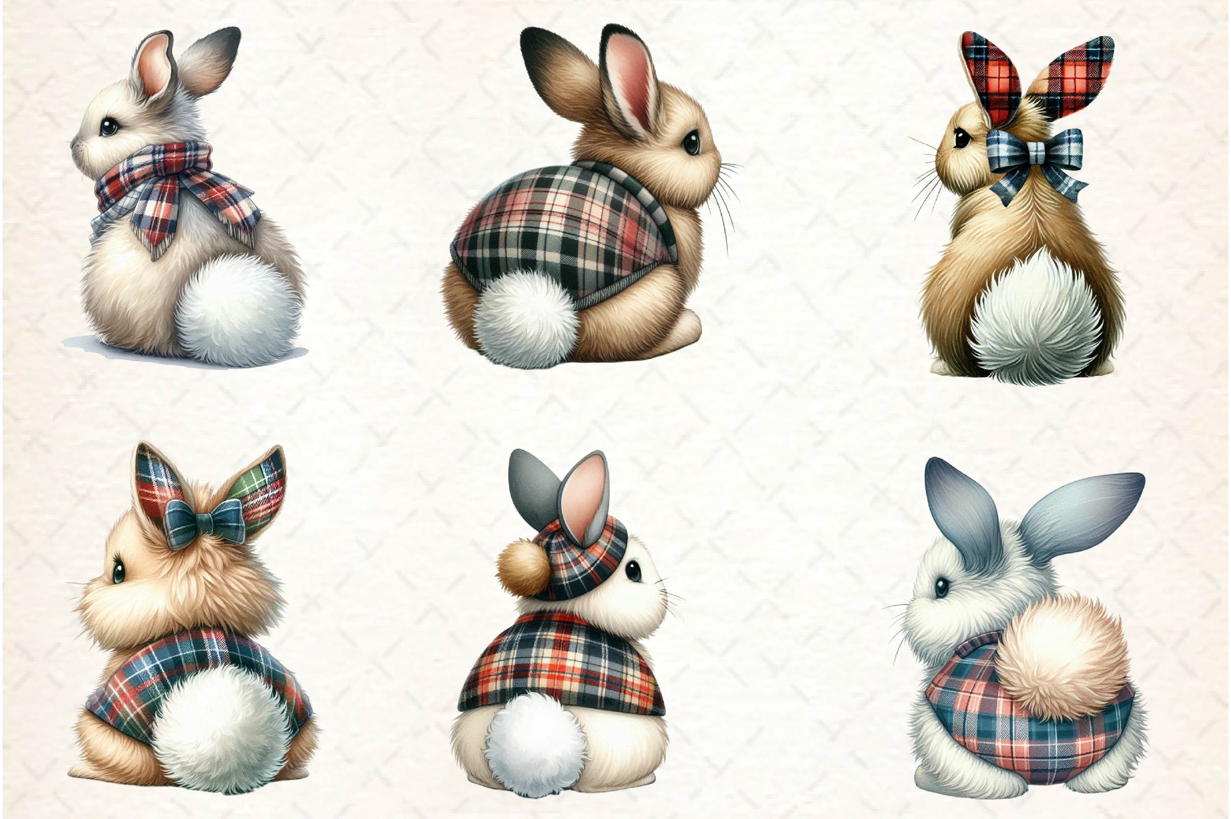 Bunny Back View Clipart Bundle
