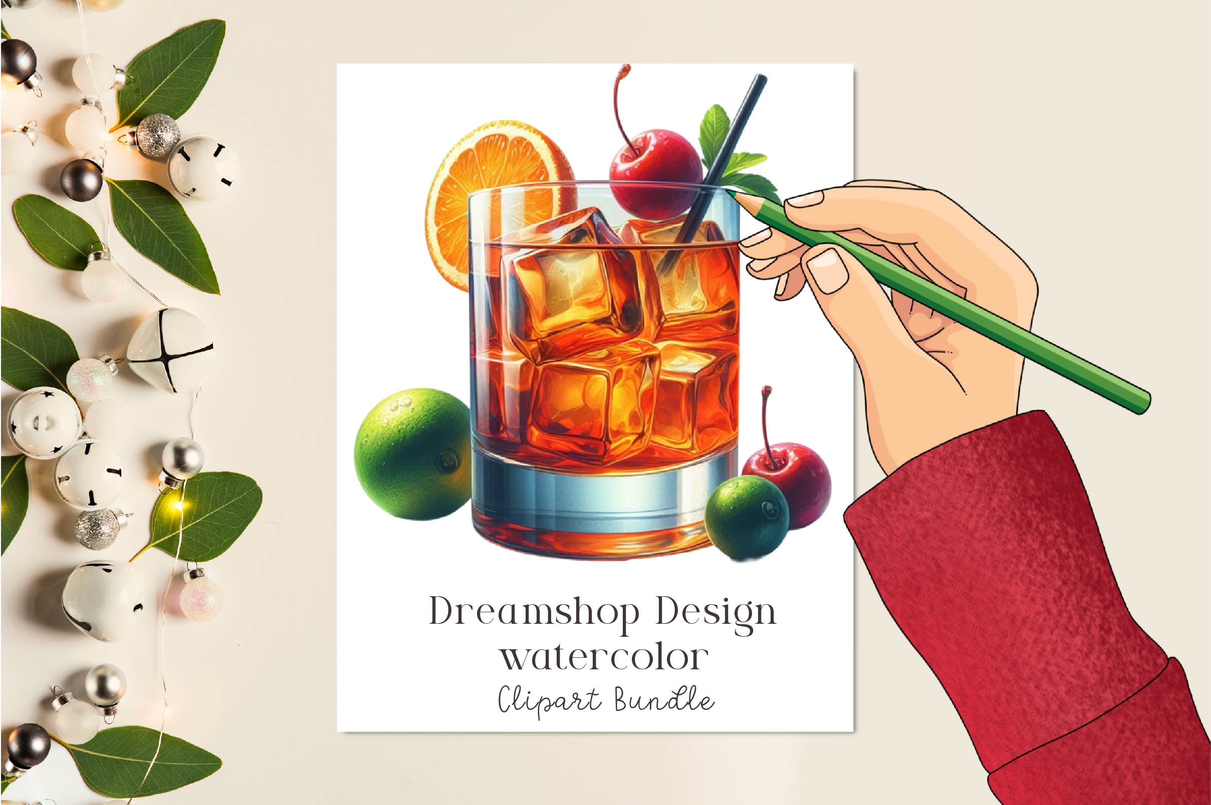 Whiskey Cocktails Clipart Bundle