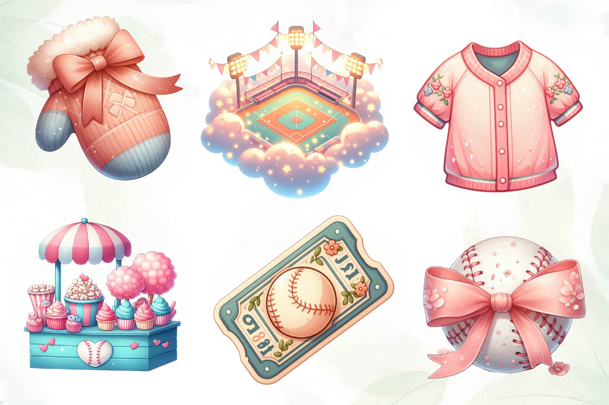 Coquette Baseball Clipart Bundle