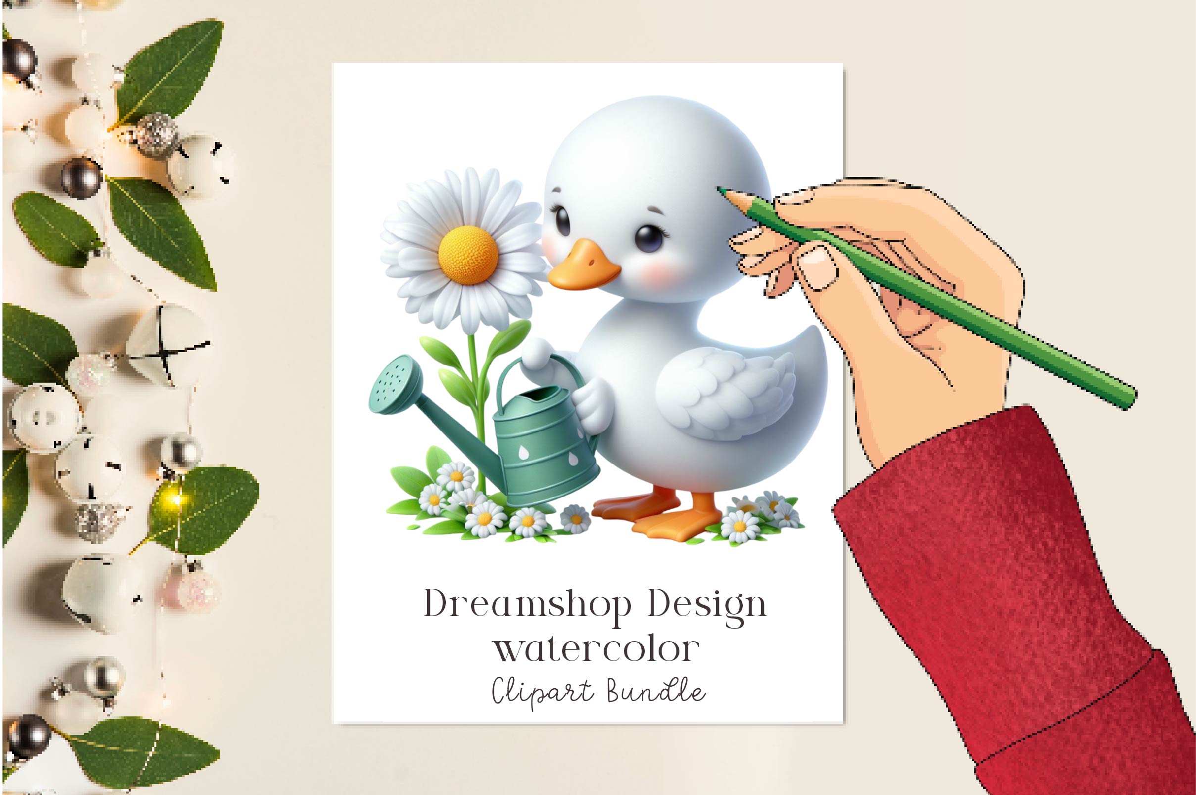 Cute Spring Swans Clipart Bundle