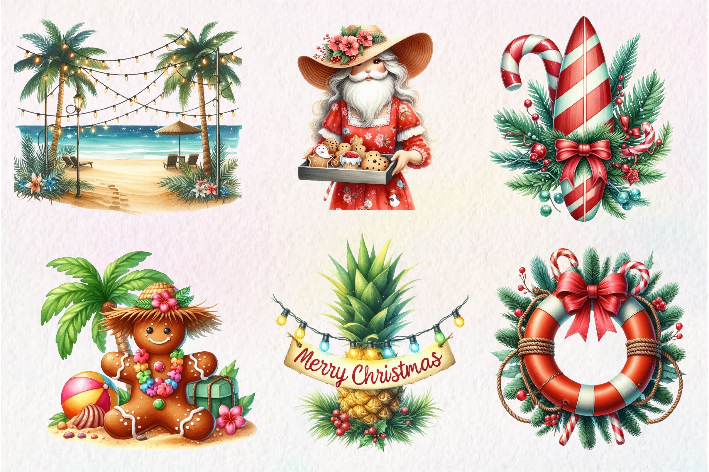 Summer Christmas Clipart Bundle
