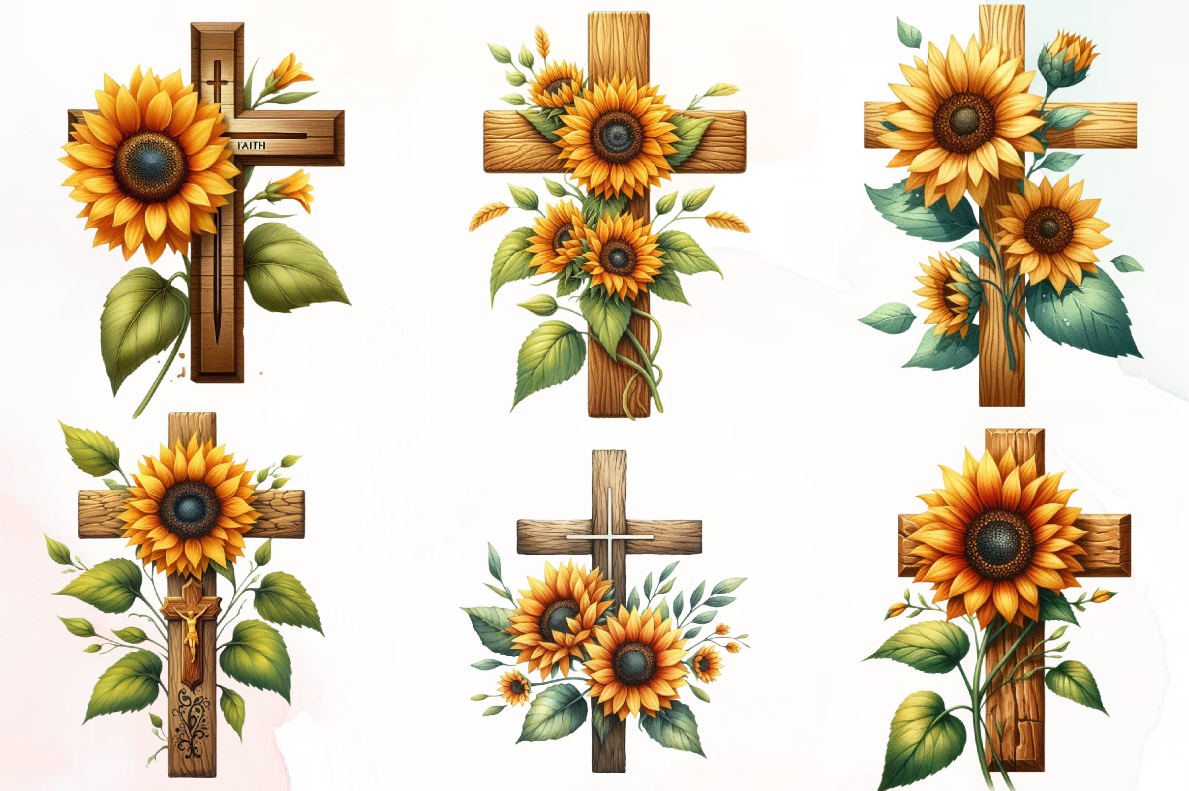 Sunflower Cross Clipart Bundle
